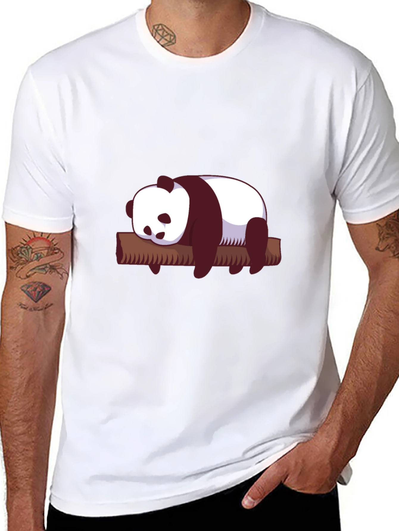 Cute Panda on Branch Graphic T-Shirt