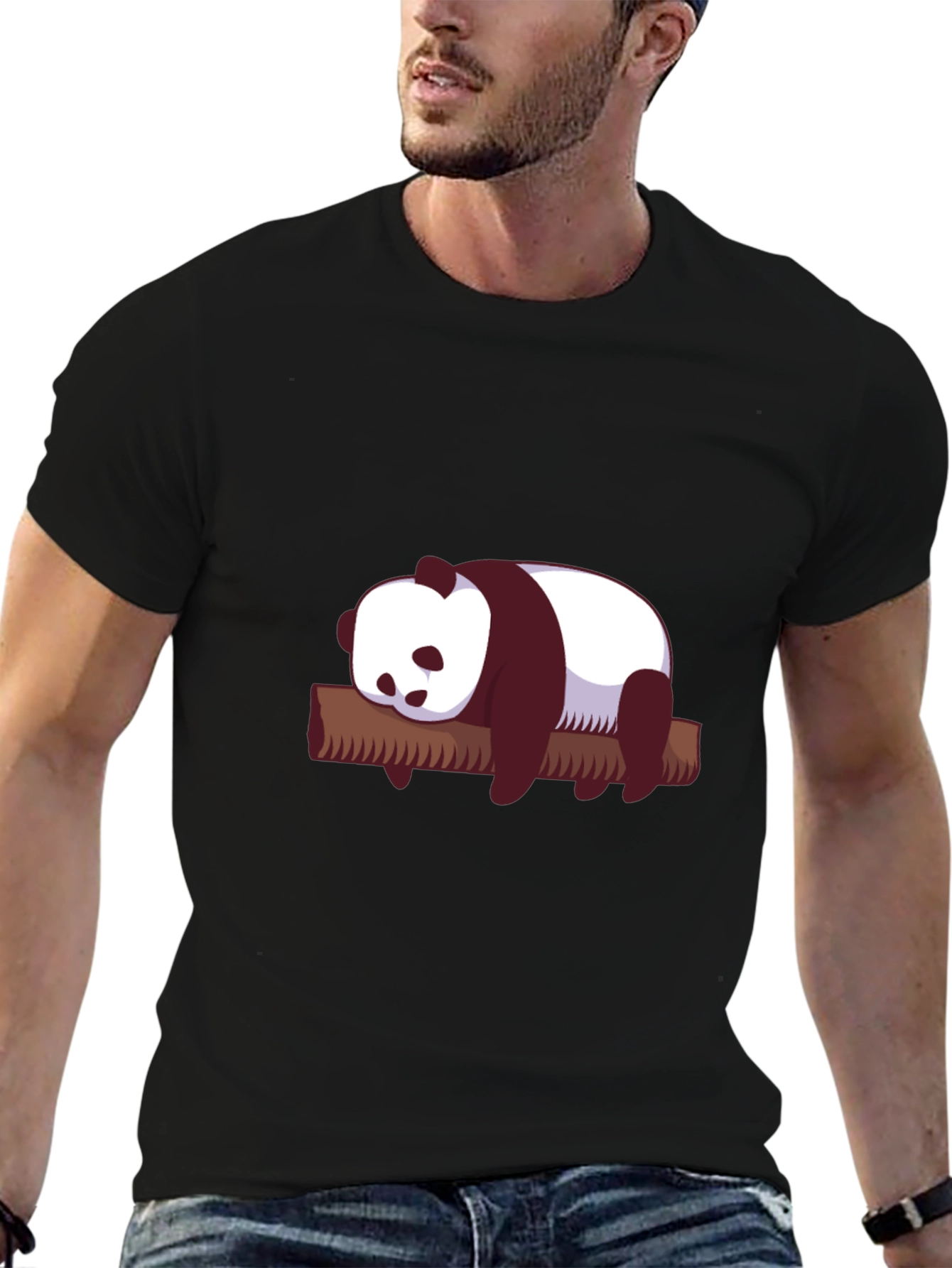 Cute Panda on Branch Graphic T-Shirt