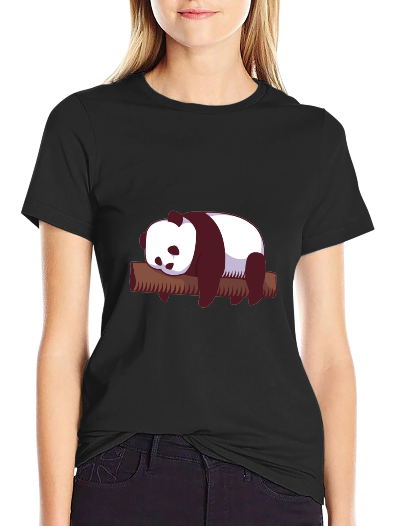 Cute Panda on Branch Graphic T-Shirt