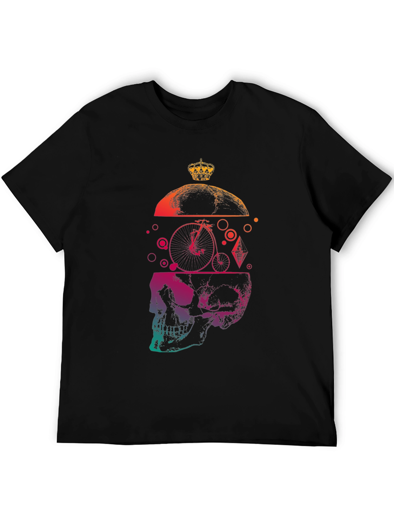 Skull & Crown Graphic Tee - Unique Gradient Design