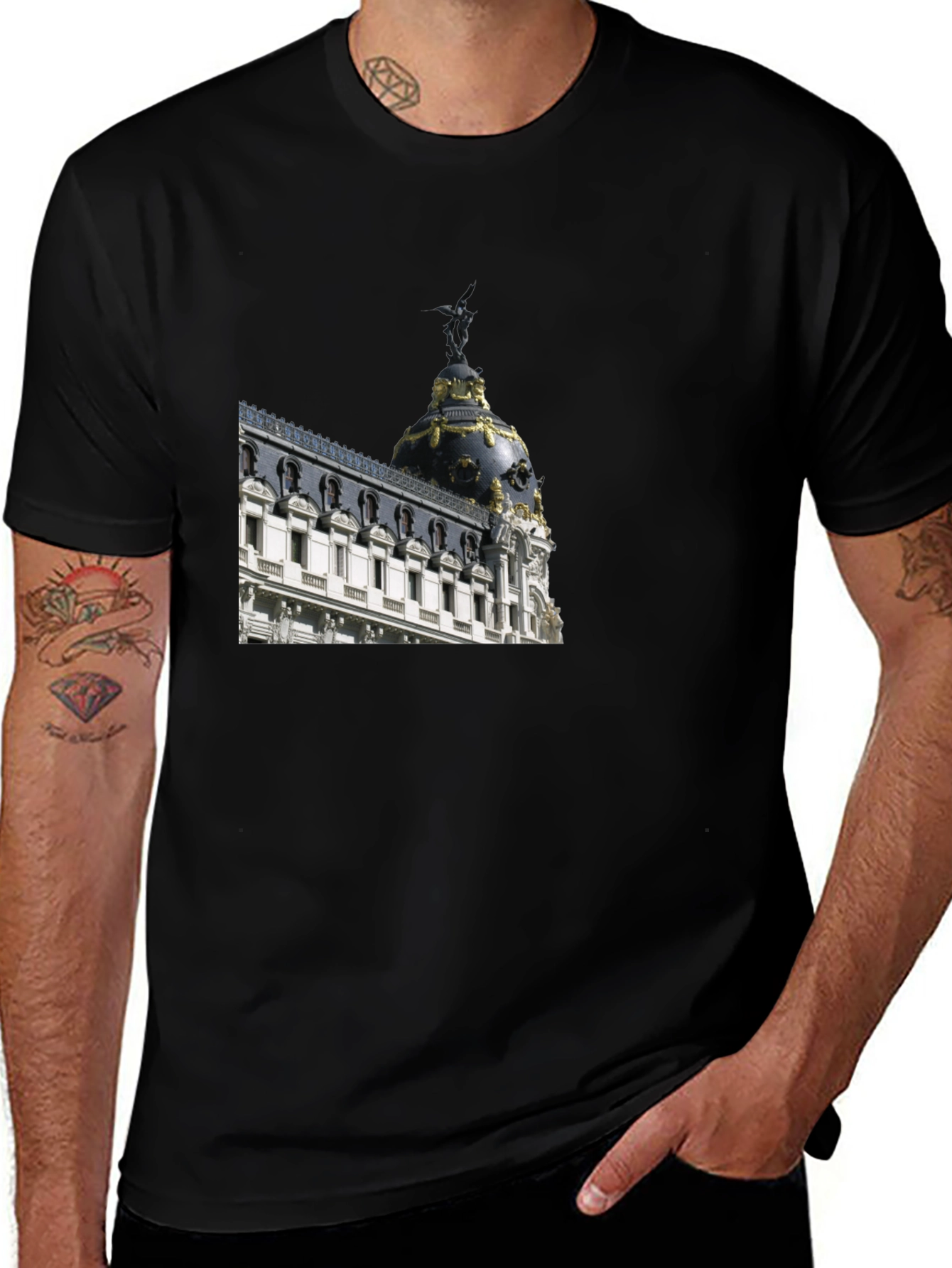 Madrid Architecture T-Shirt - Stylish Black Tee