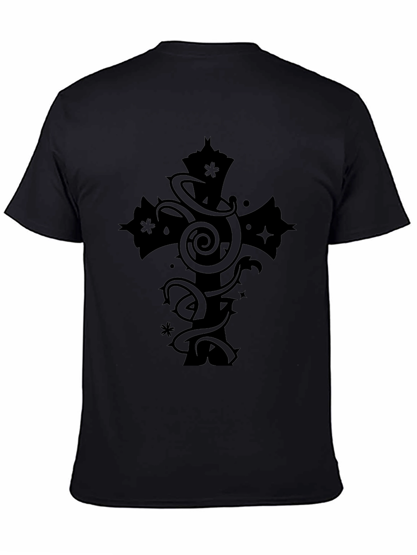 Gothic Cross Graphic Tee - Black Casual Shirt