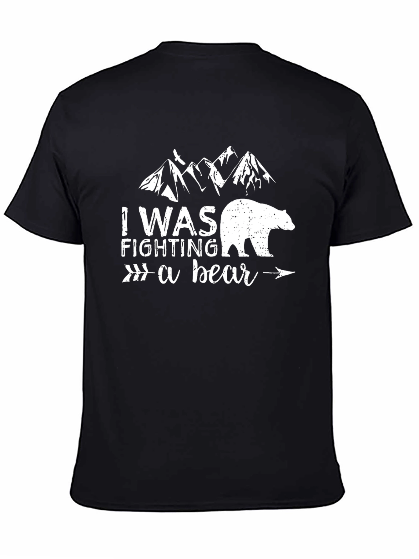 I Was Fighting A Bear T-Shirt Black Graphic Tee