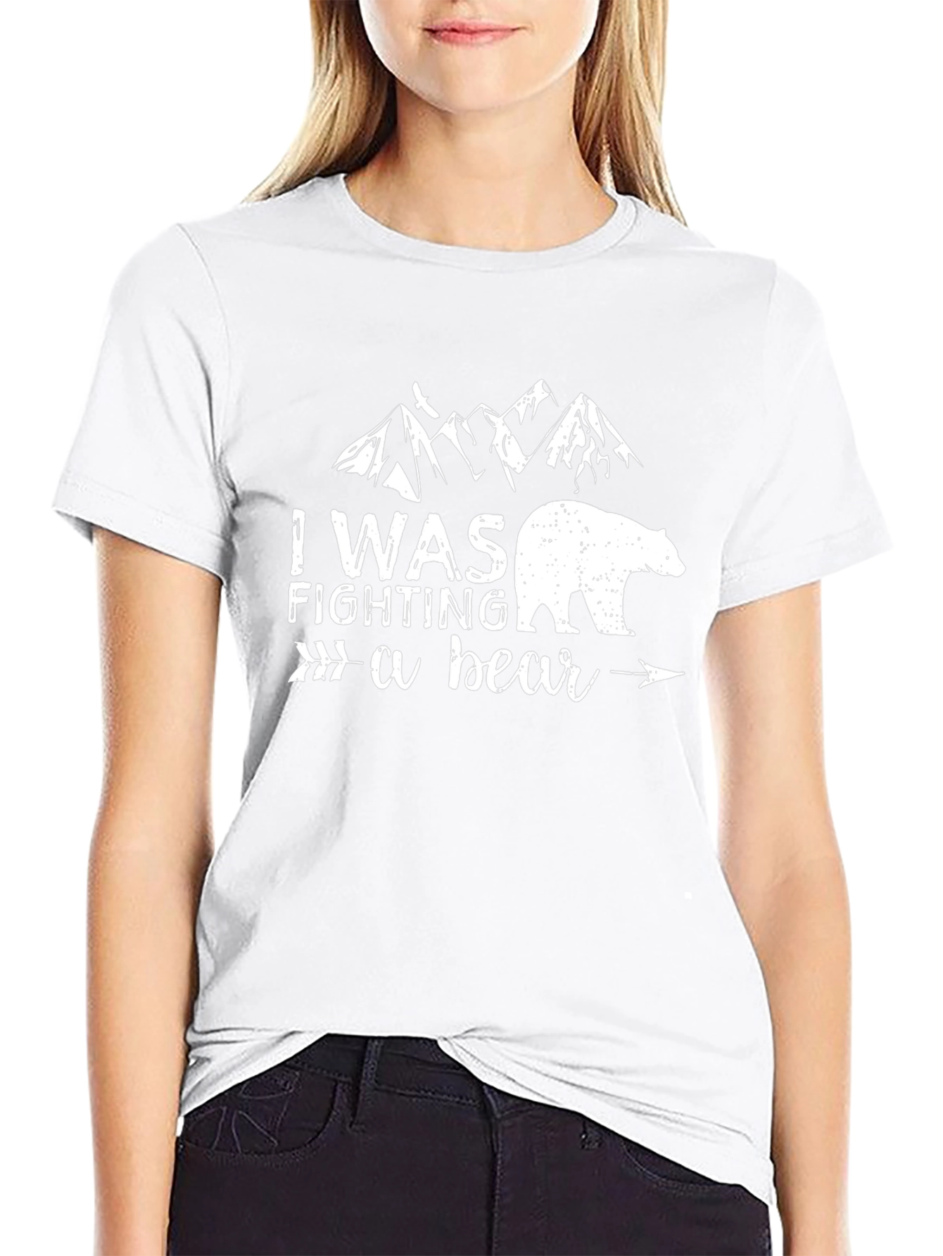 I Was Fighting A Bear T-Shirt Black Graphic Tee