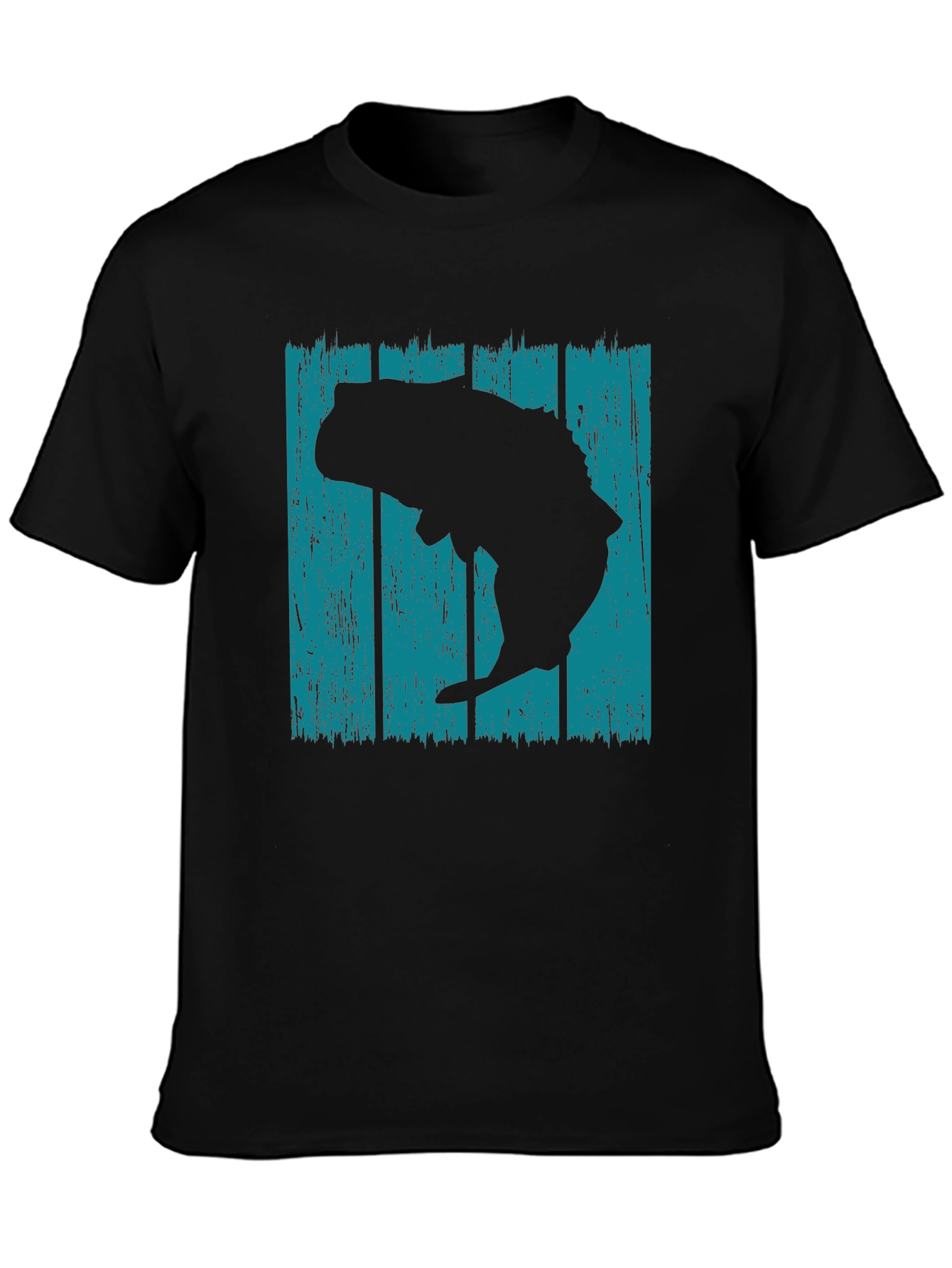 Retro Bass Fish Graphic T-Shirt - Black
