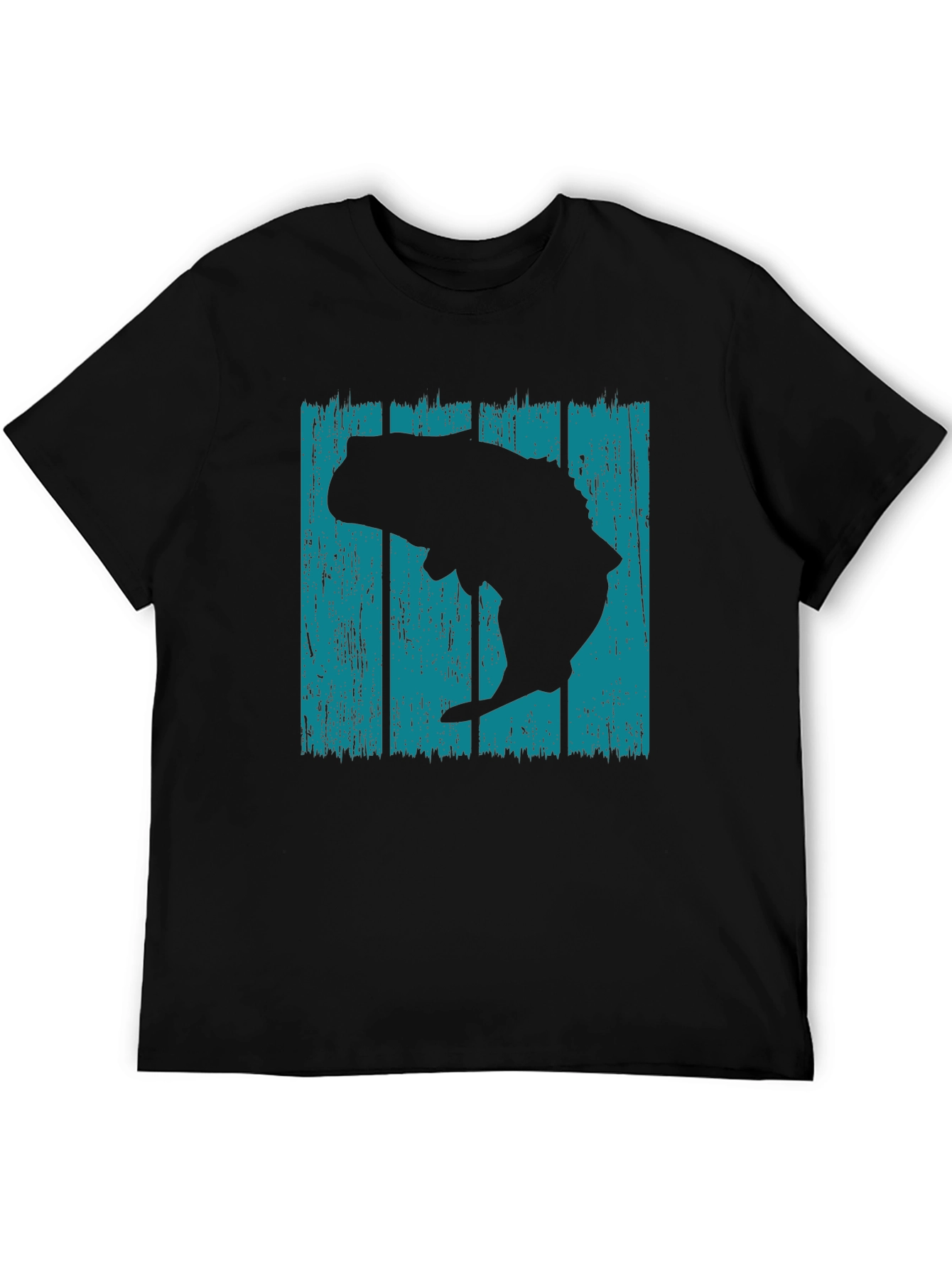 Retro Bass Fish Graphic T-Shirt - Black