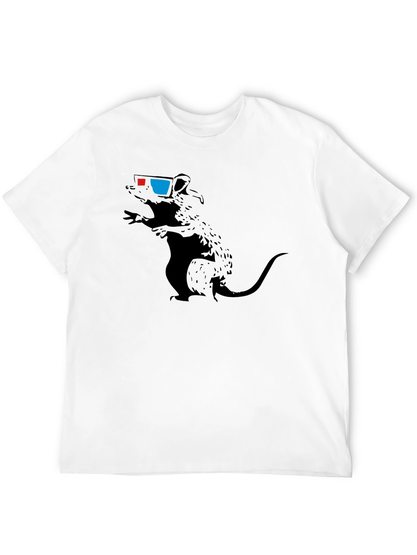 Rat with 3D Glasses Graphic Tee - Black