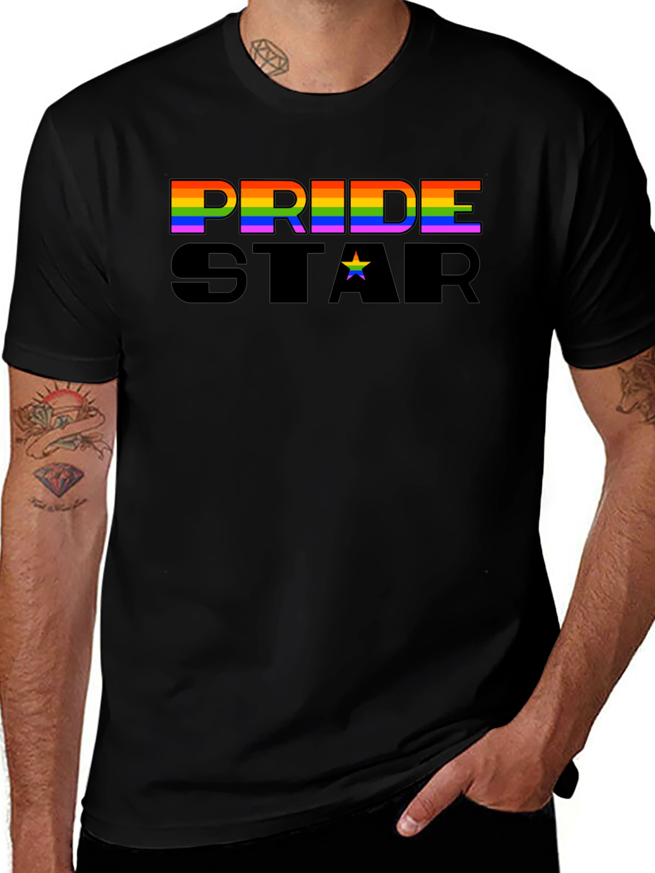 Pride Star Graphic Tee - Black