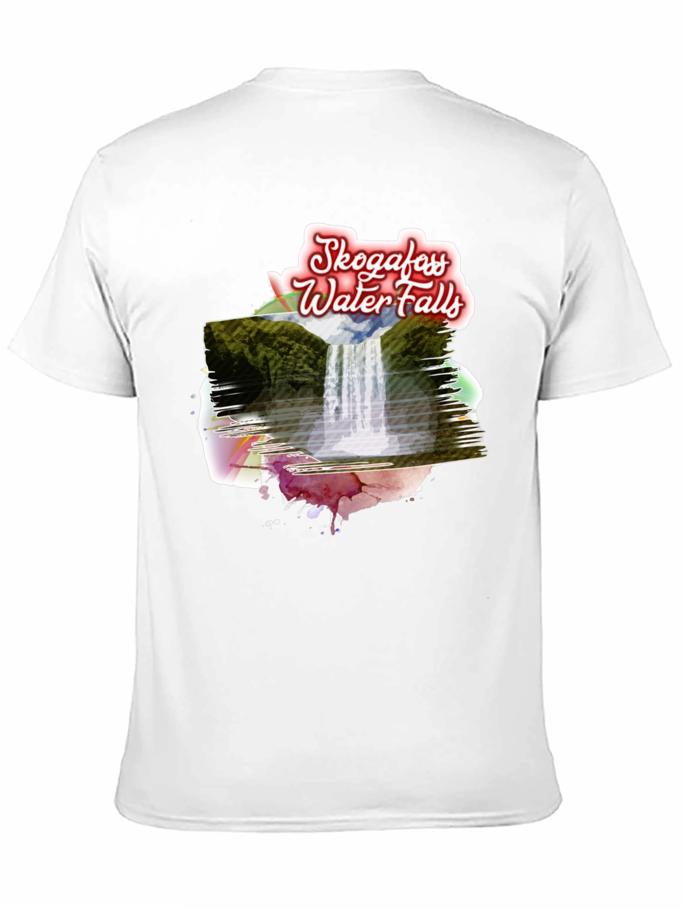 Skogafoss Waterfalls T-Shirt - Scenic Black Tee