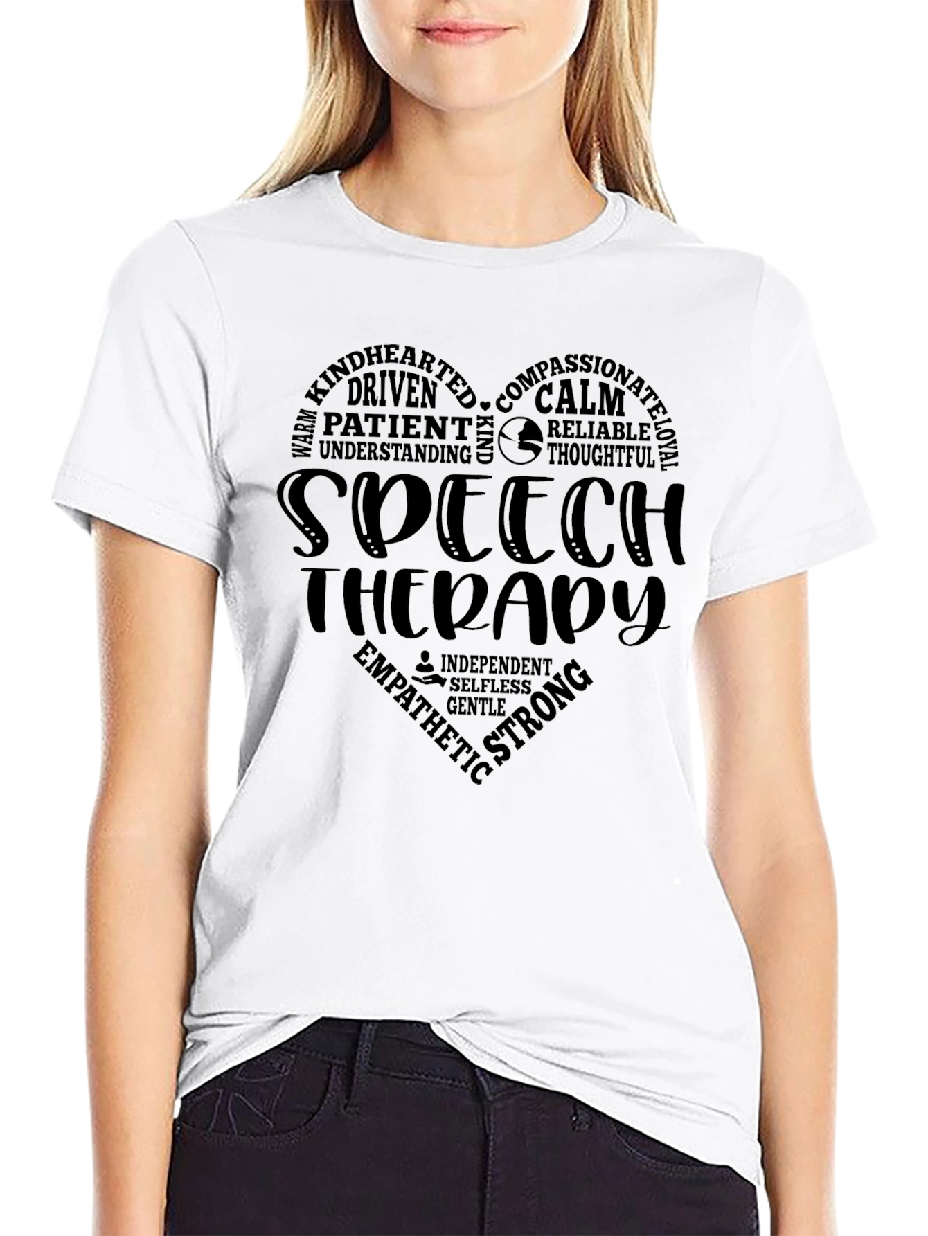 Speech Therapy Heart T-Shirt - Black