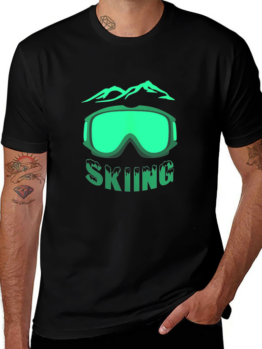 Skiing Graphic T-Shirt - Mountain & Goggles Design