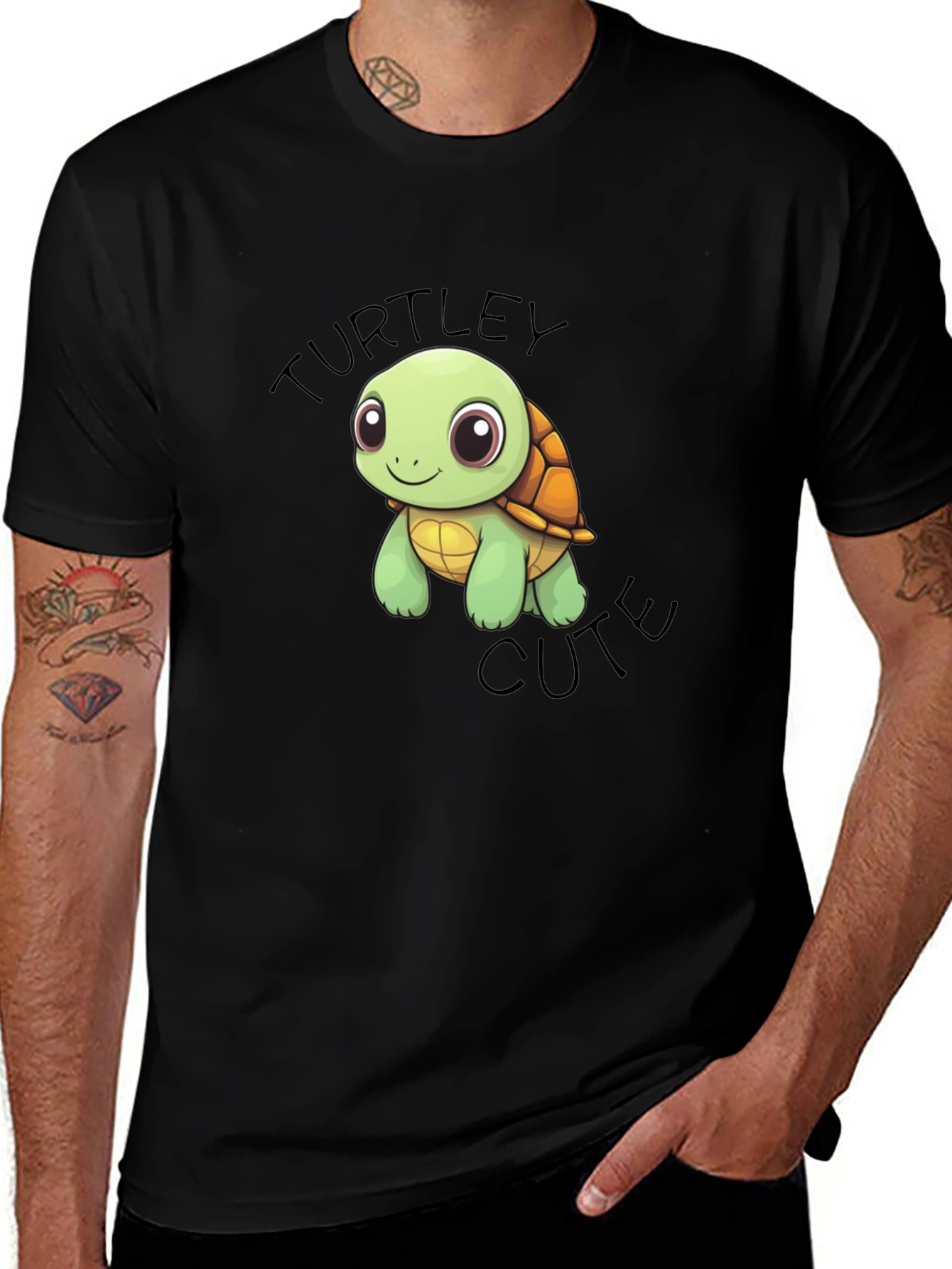 Turtle Cute Graphic Black T-Shirt