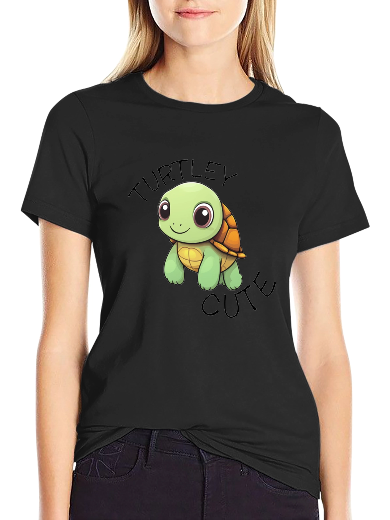 Turtle Cute Graphic Black T-Shirt