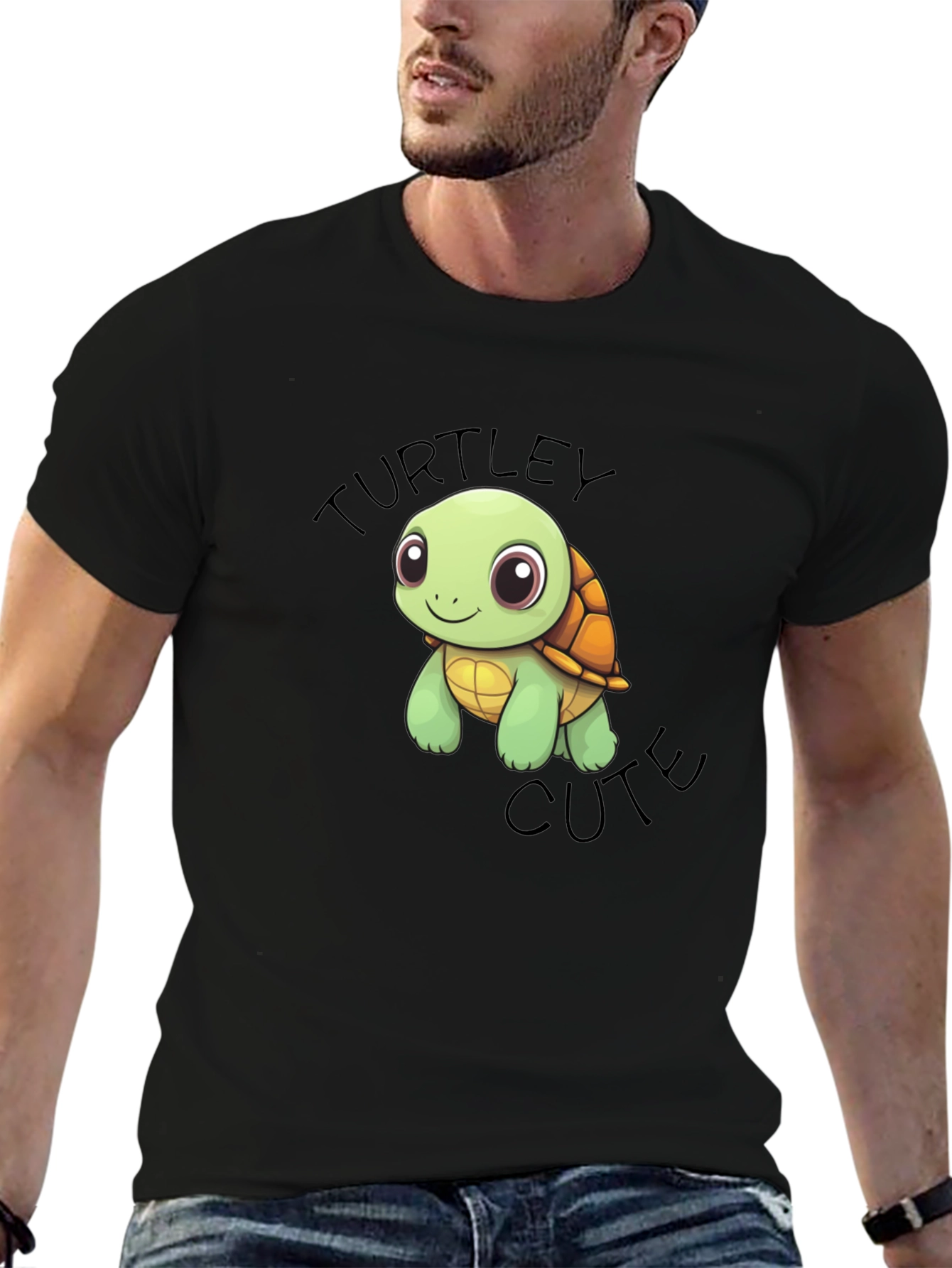 Turtle Cute Graphic Black T-Shirt