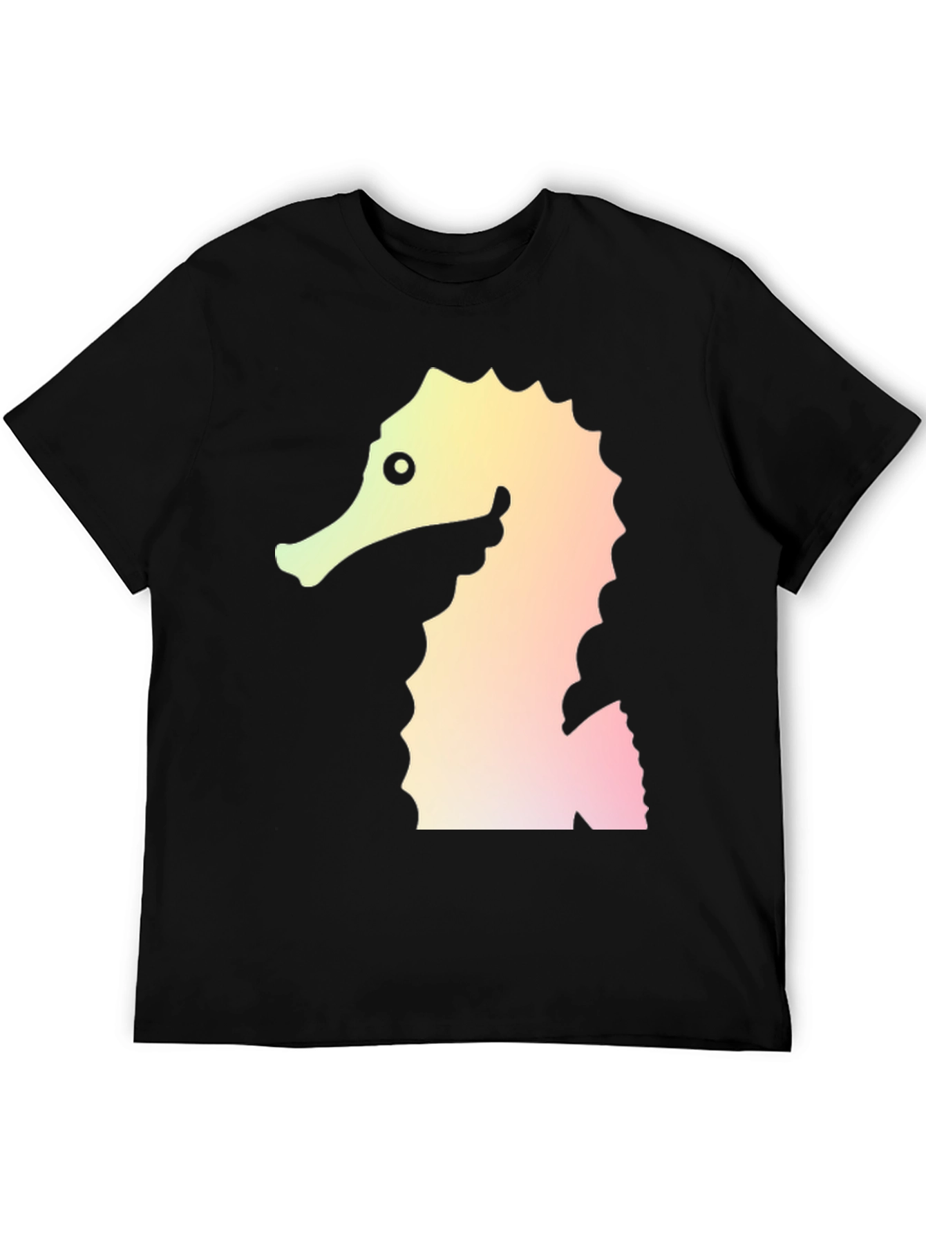 Seahorse Graphic Tee - Black Cotton Blend T-Shirt