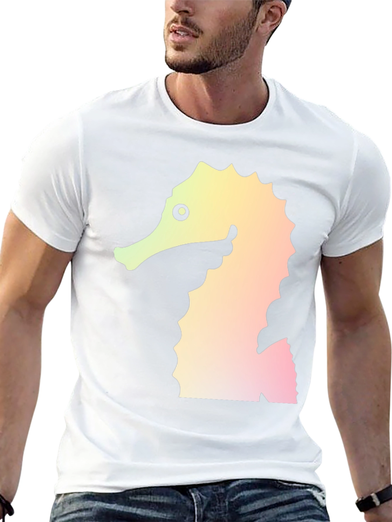 Seahorse Graphic Tee - Black Cotton Blend T-Shirt