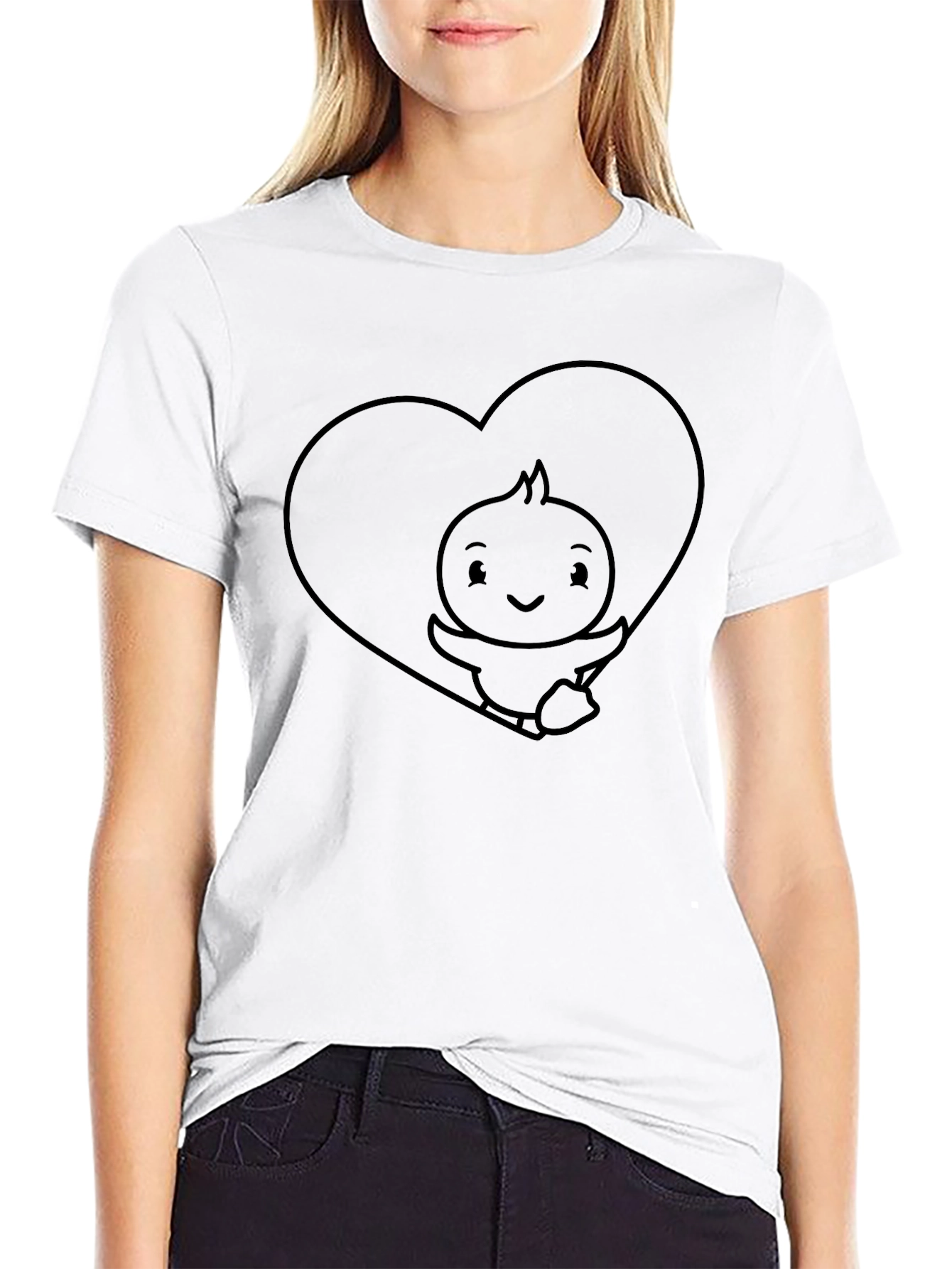 Cute Cartoon Chick Heart T-Shirt