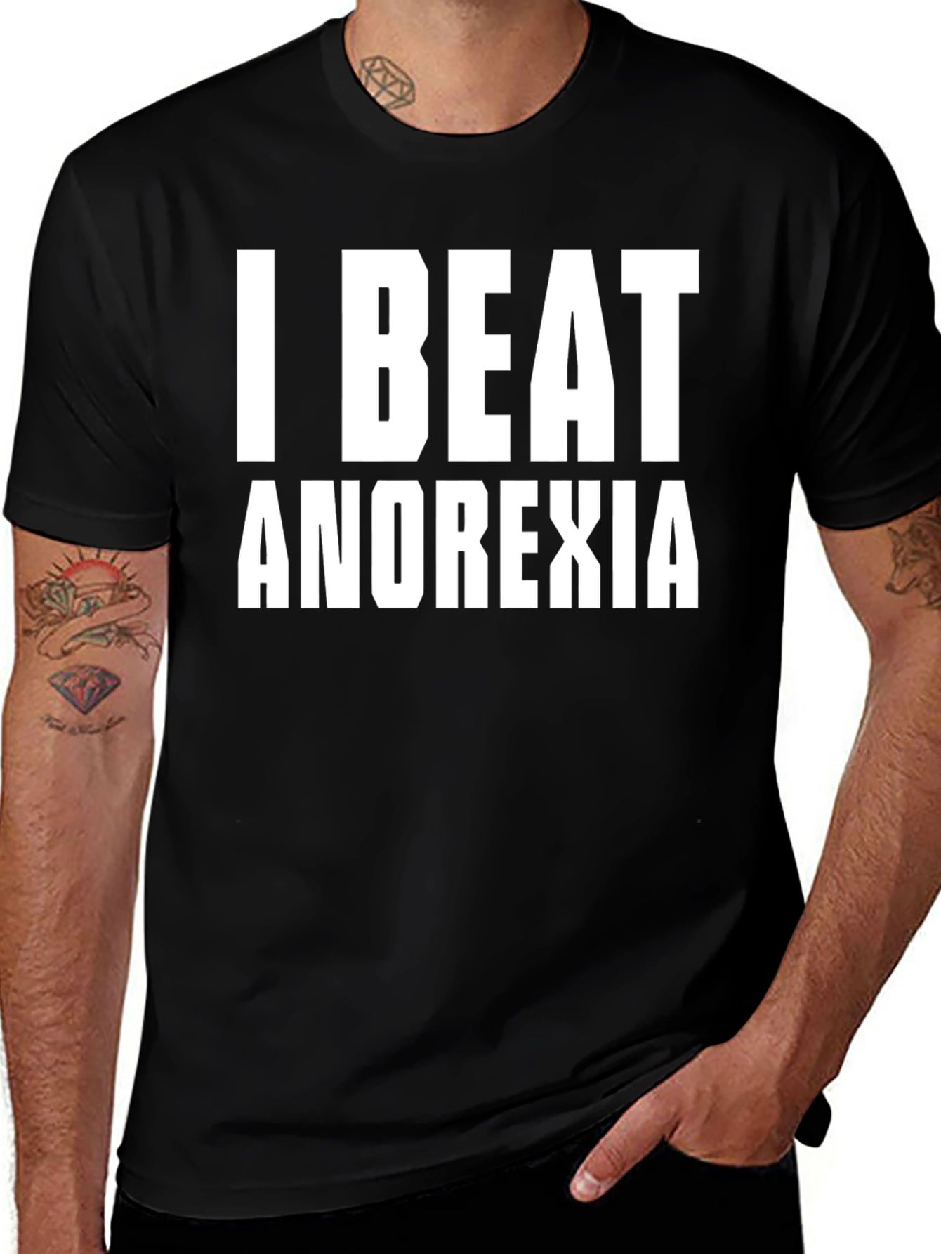 I Beat Anorexia Black T-Shirt