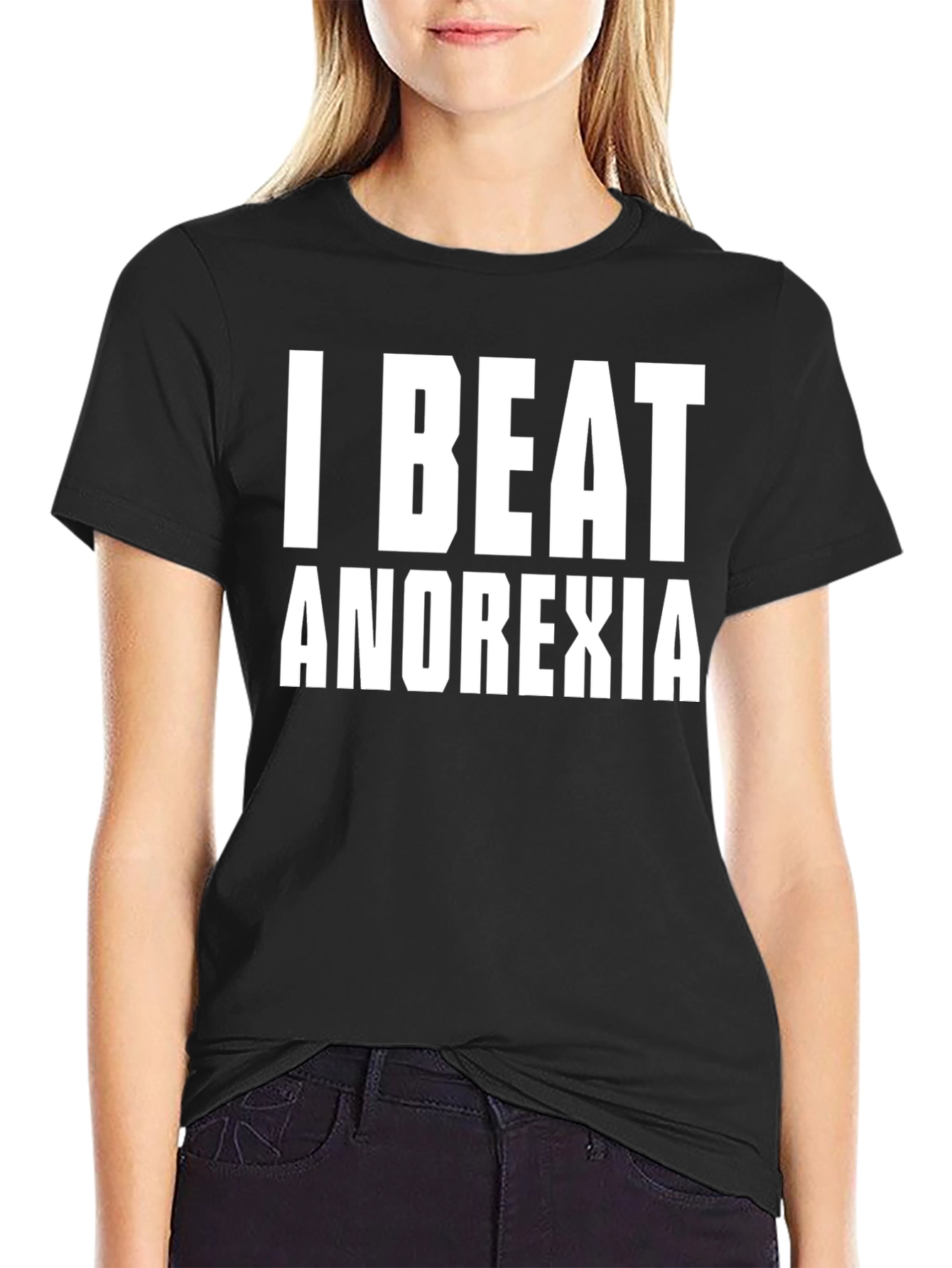 I Beat Anorexia Black T-Shirt