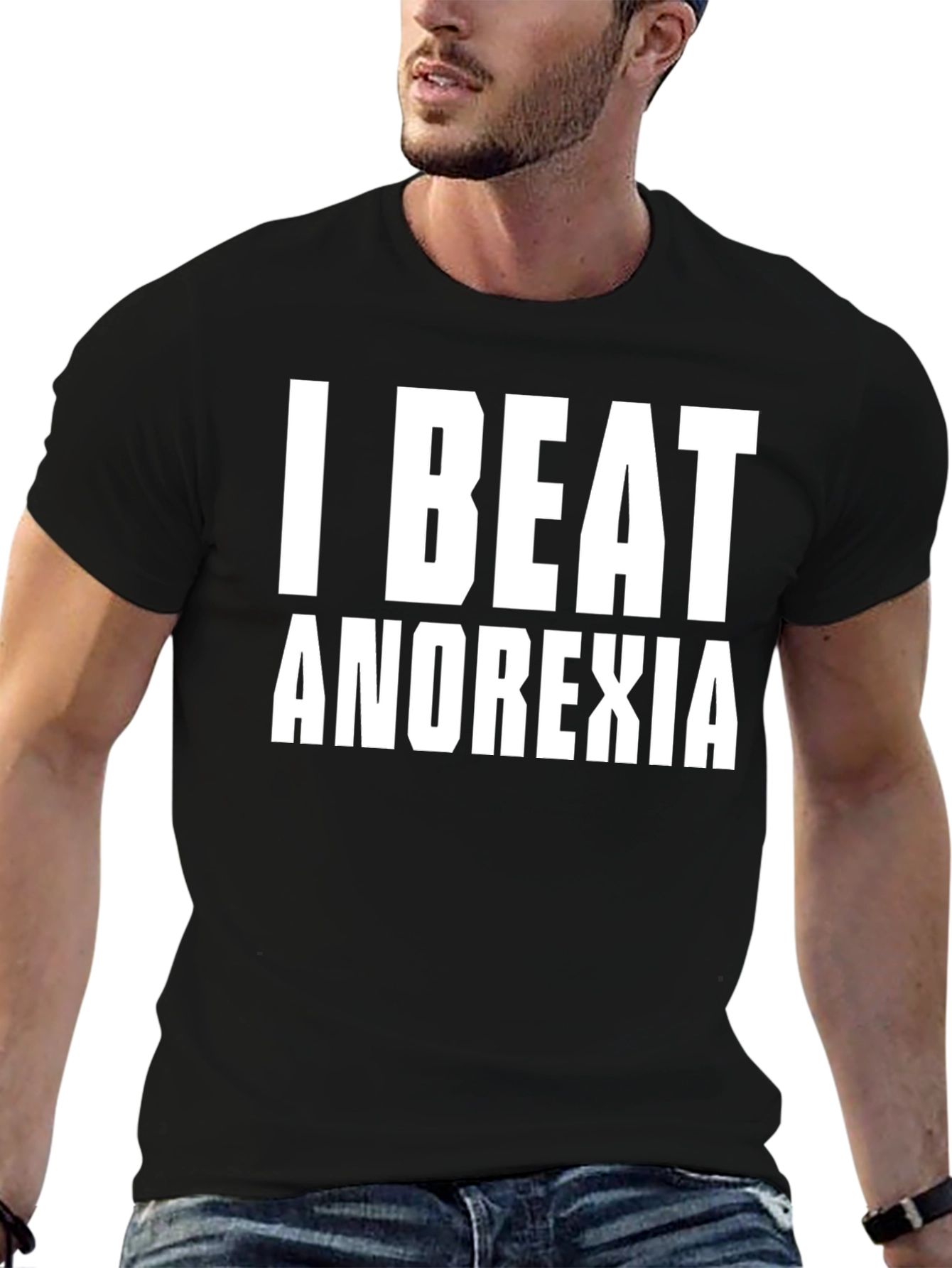 I Beat Anorexia Black T-Shirt