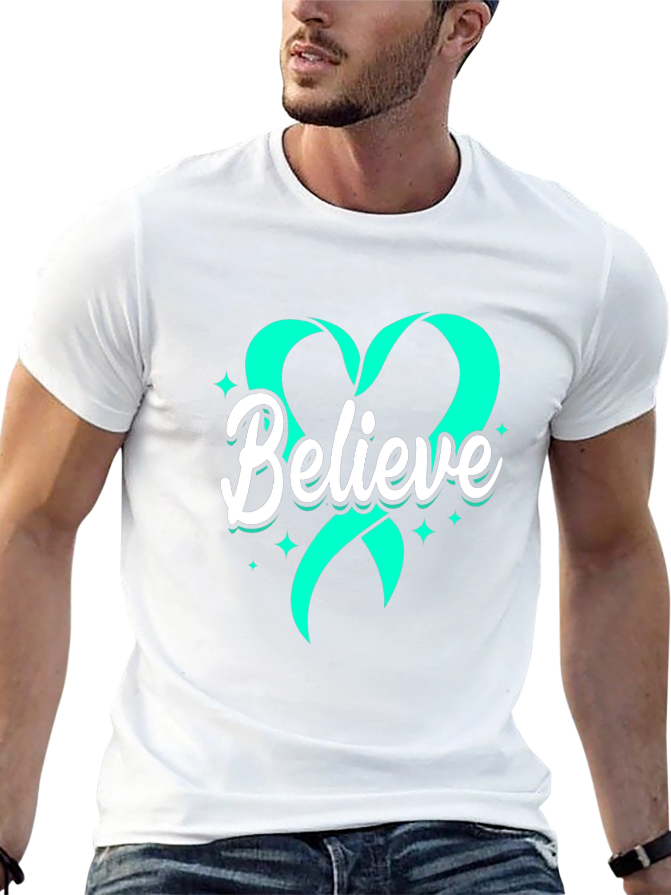 Believe Heart Ribbon Graphic Tee