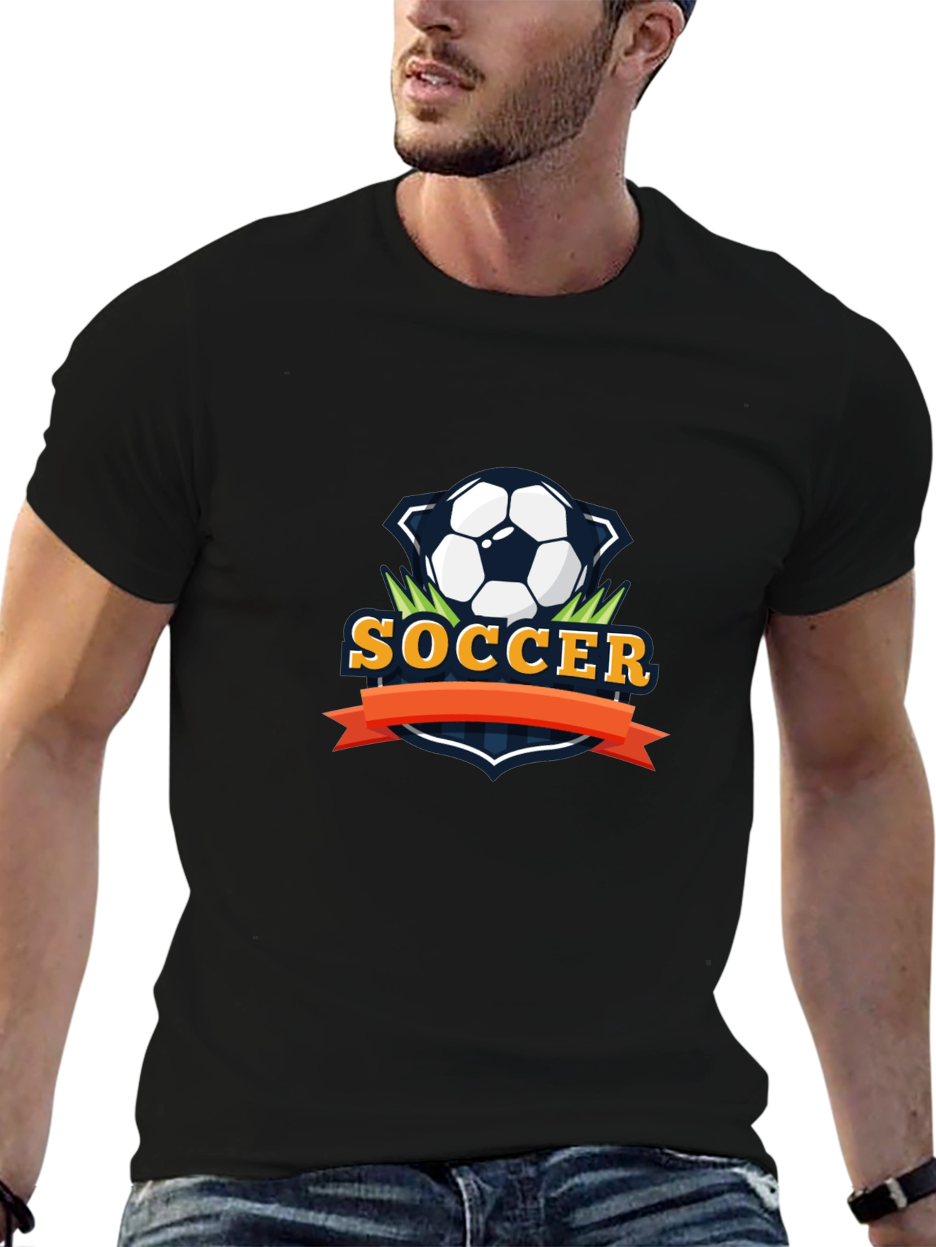Soccer Graphic Tee - Stylish Black Cotton T-Shirt