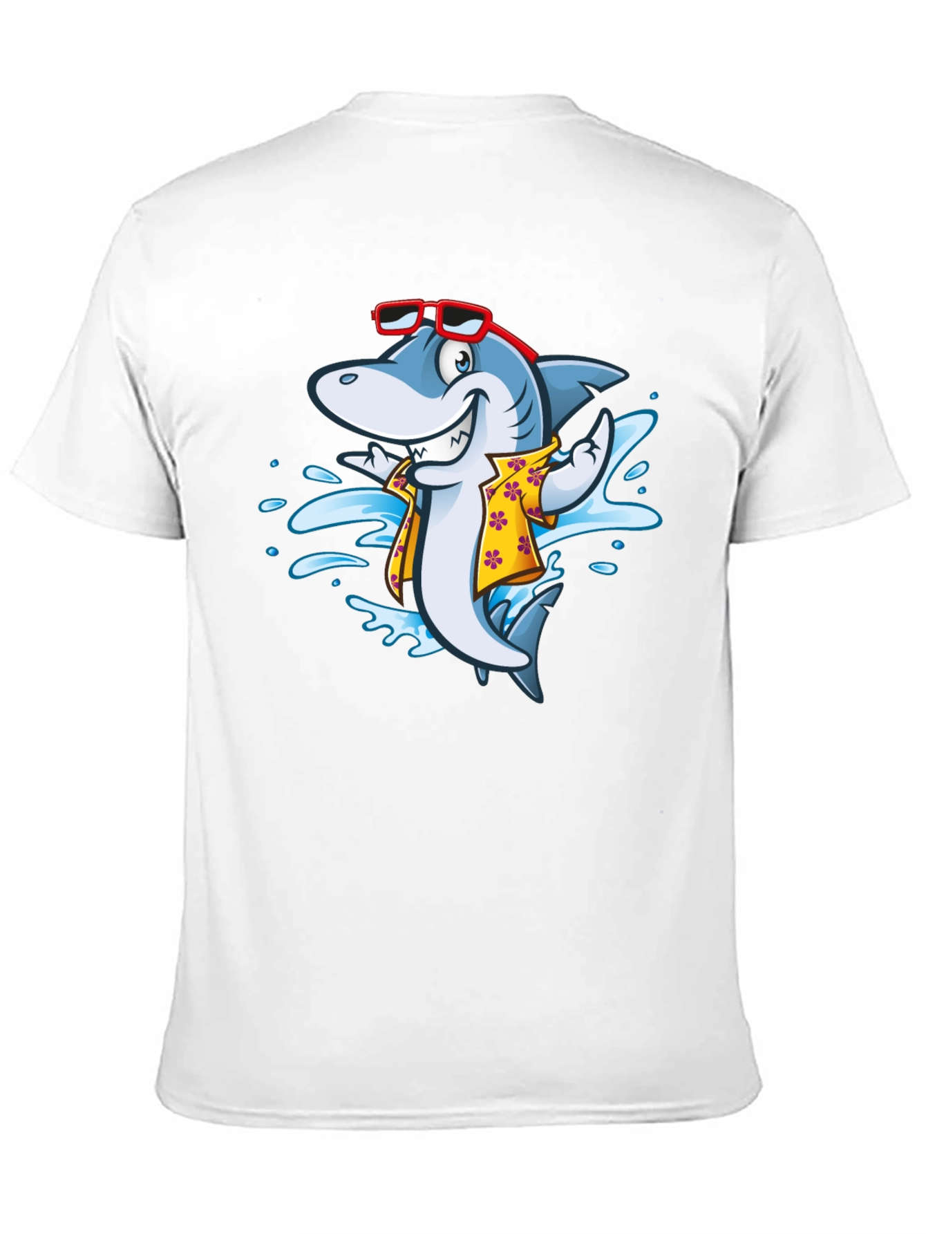 Cool Cartoon Shark Aloha Shirt Black Tee