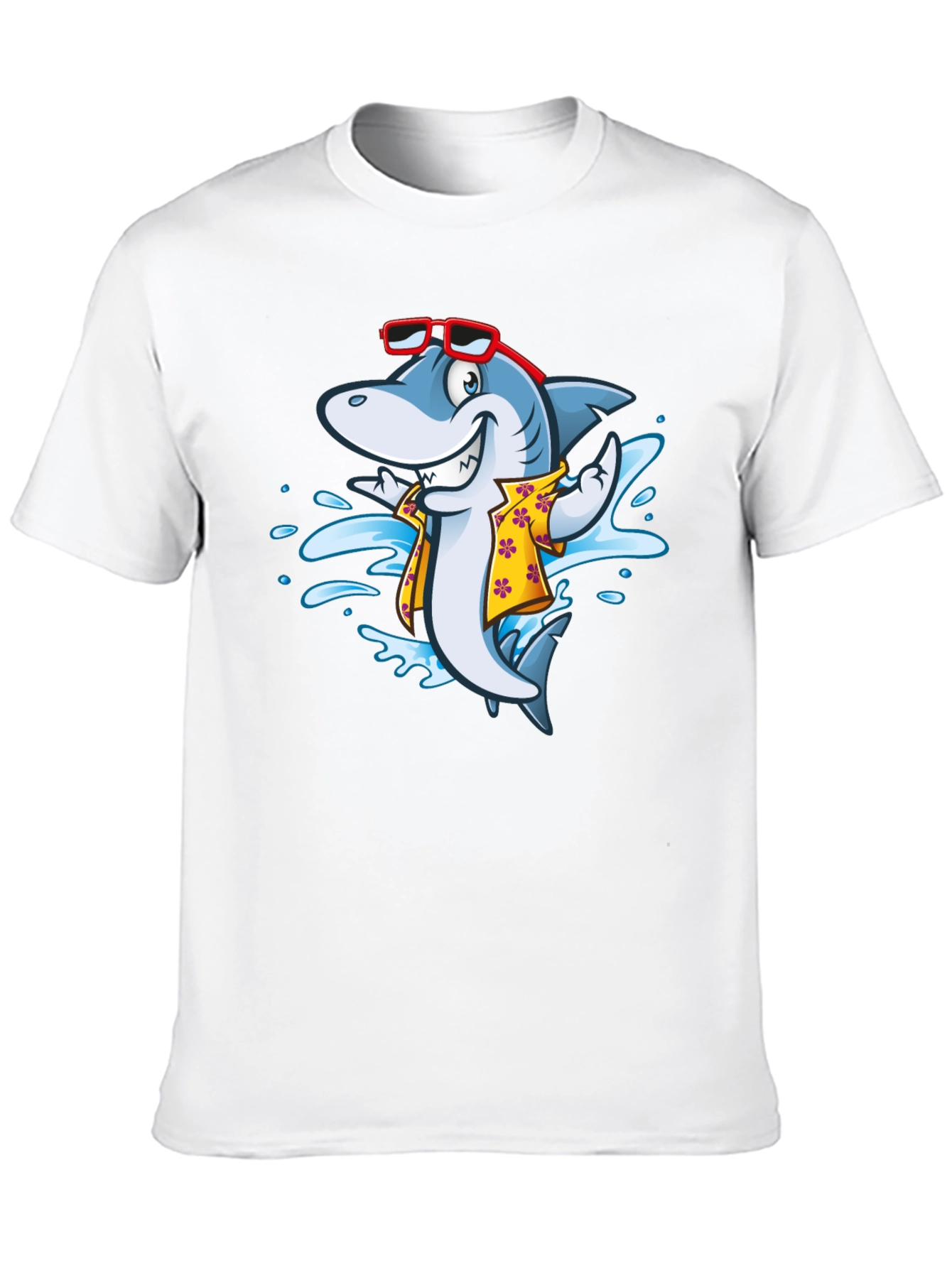 Cool Cartoon Shark Aloha Shirt Black Tee