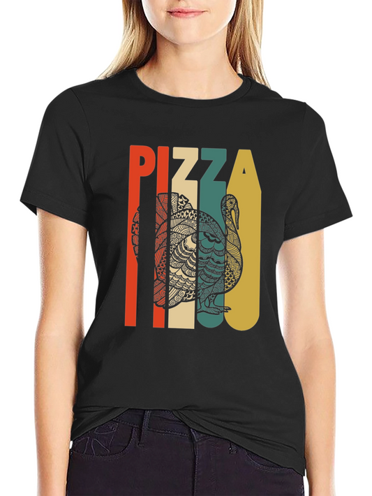 Pizza Turkey Retro T-Shirt Thanksgiving Tee