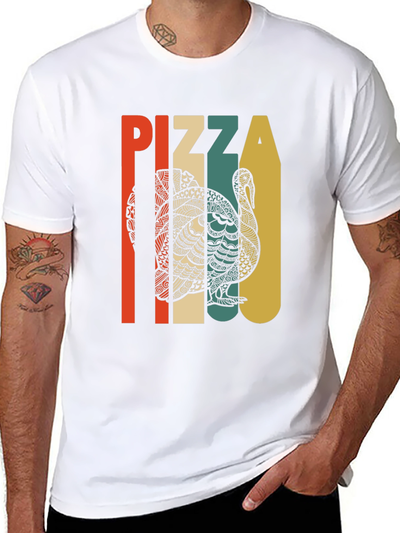 Pizza Turkey Retro T-Shirt Thanksgiving Tee