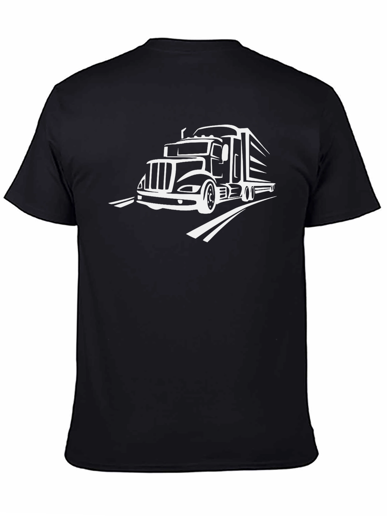Truck Driver T-Shirt: Black Tee with White Truck Graphic