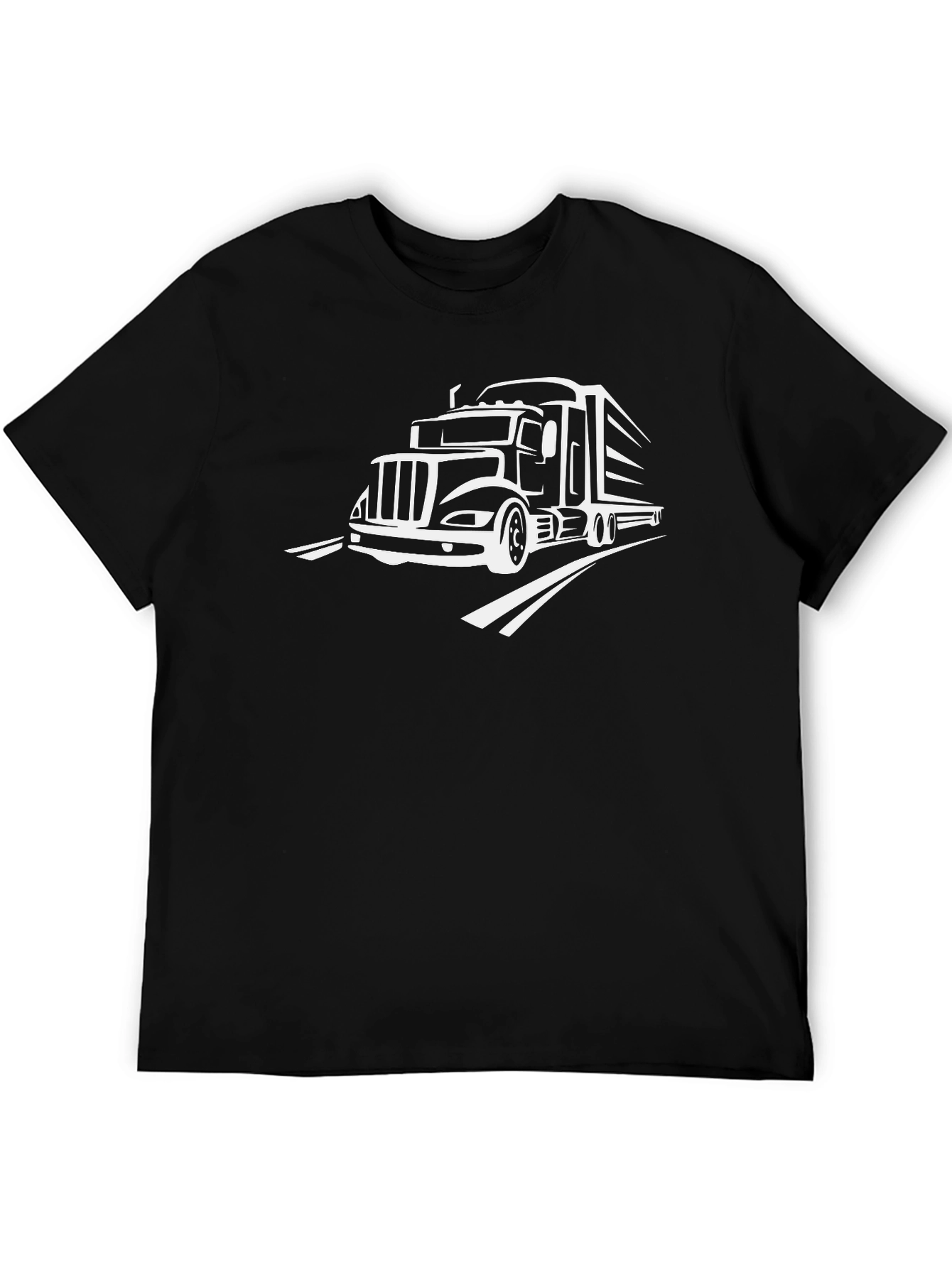 Truck Driver T-Shirt: Black Tee with White Truck Graphic