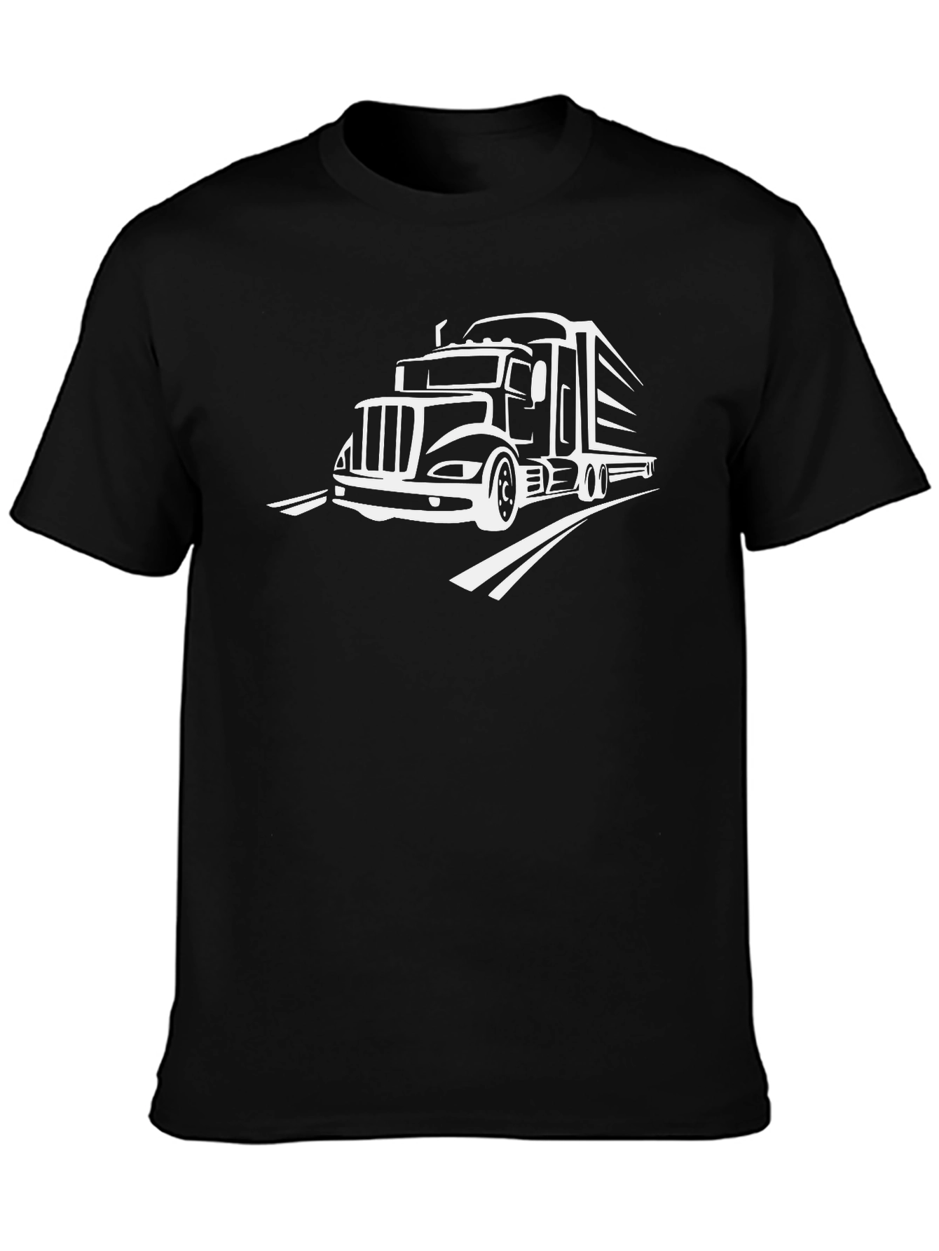 Truck Driver T-Shirt: Black Tee with White Truck Graphic