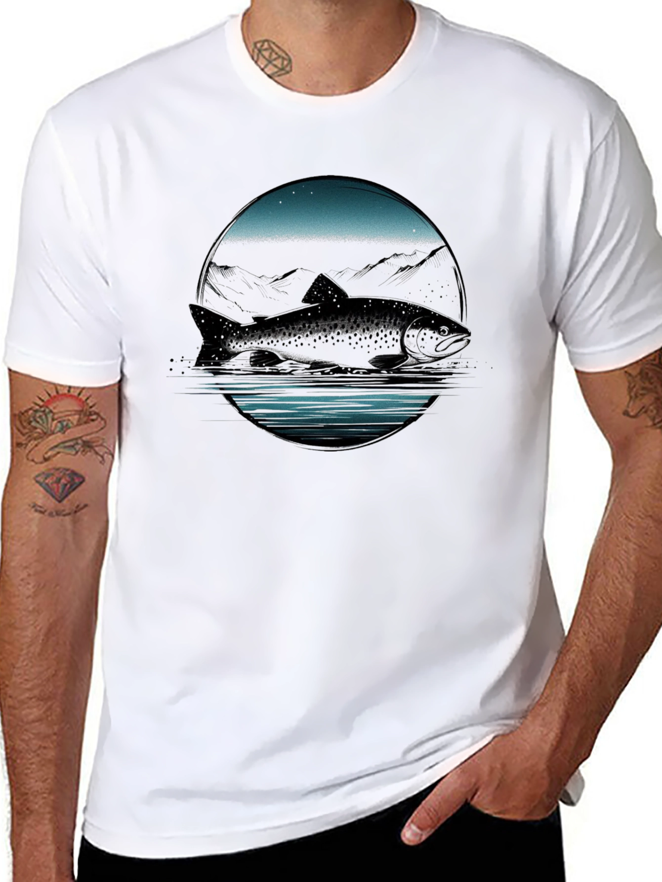 Muskie Fish Graphic Tee - Black Cotton T-Shirt