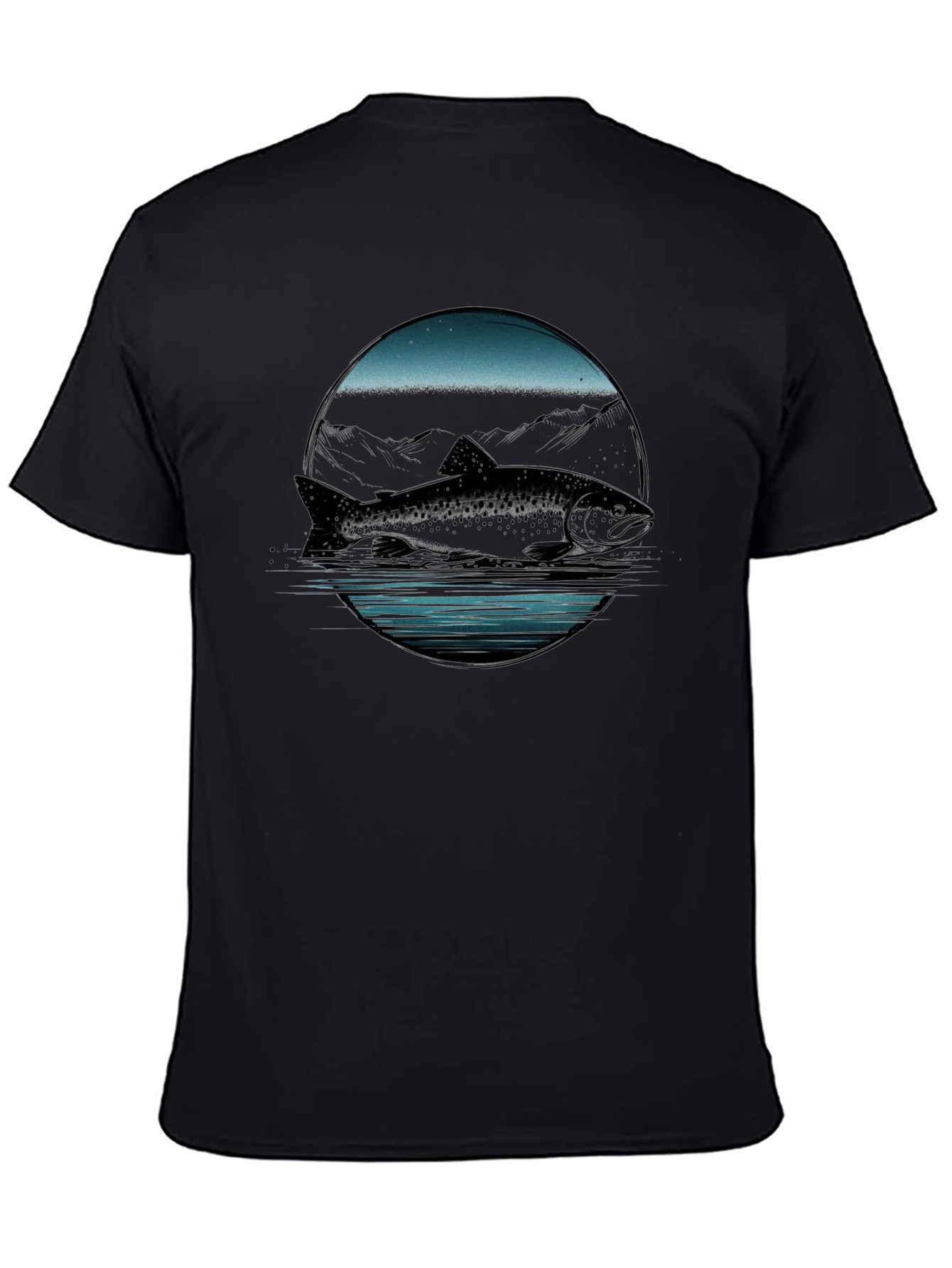 Muskie Fish Graphic Tee - Black Cotton T-Shirt