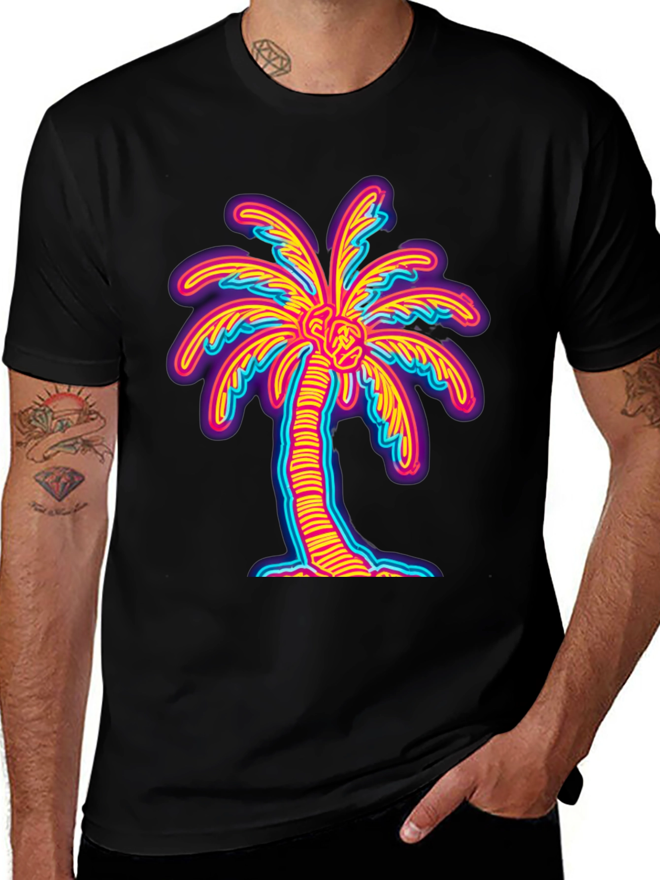 Neon Palm Tree Graphic Tee