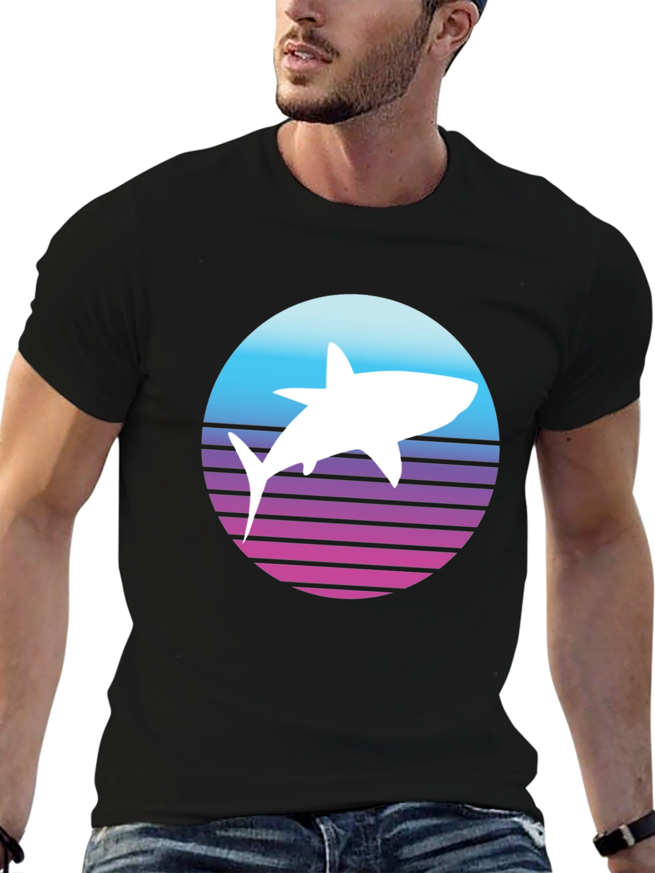 Retro Shark T-Shirt - Synthwave Style