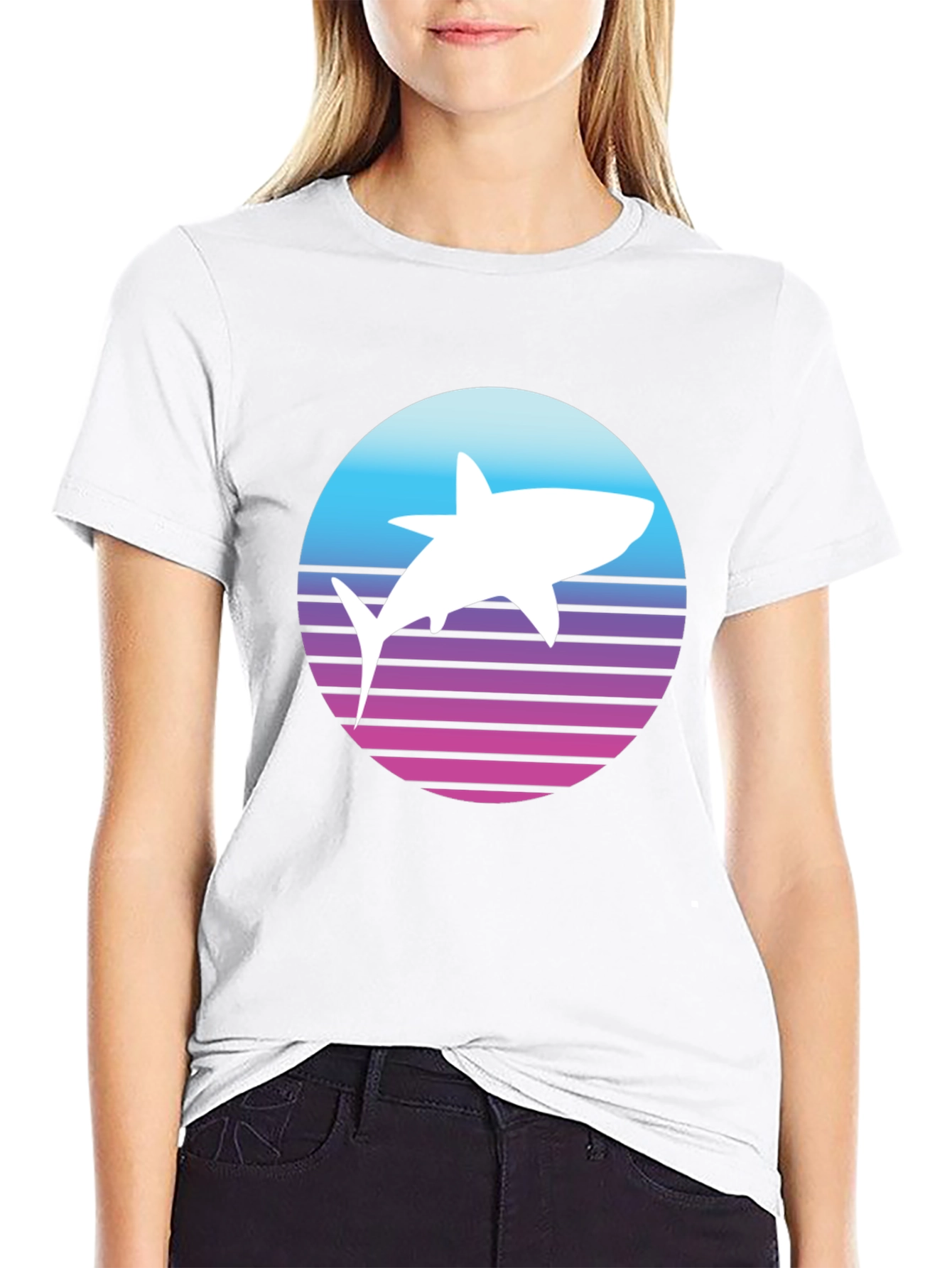 Retro Shark T-Shirt - Synthwave Style