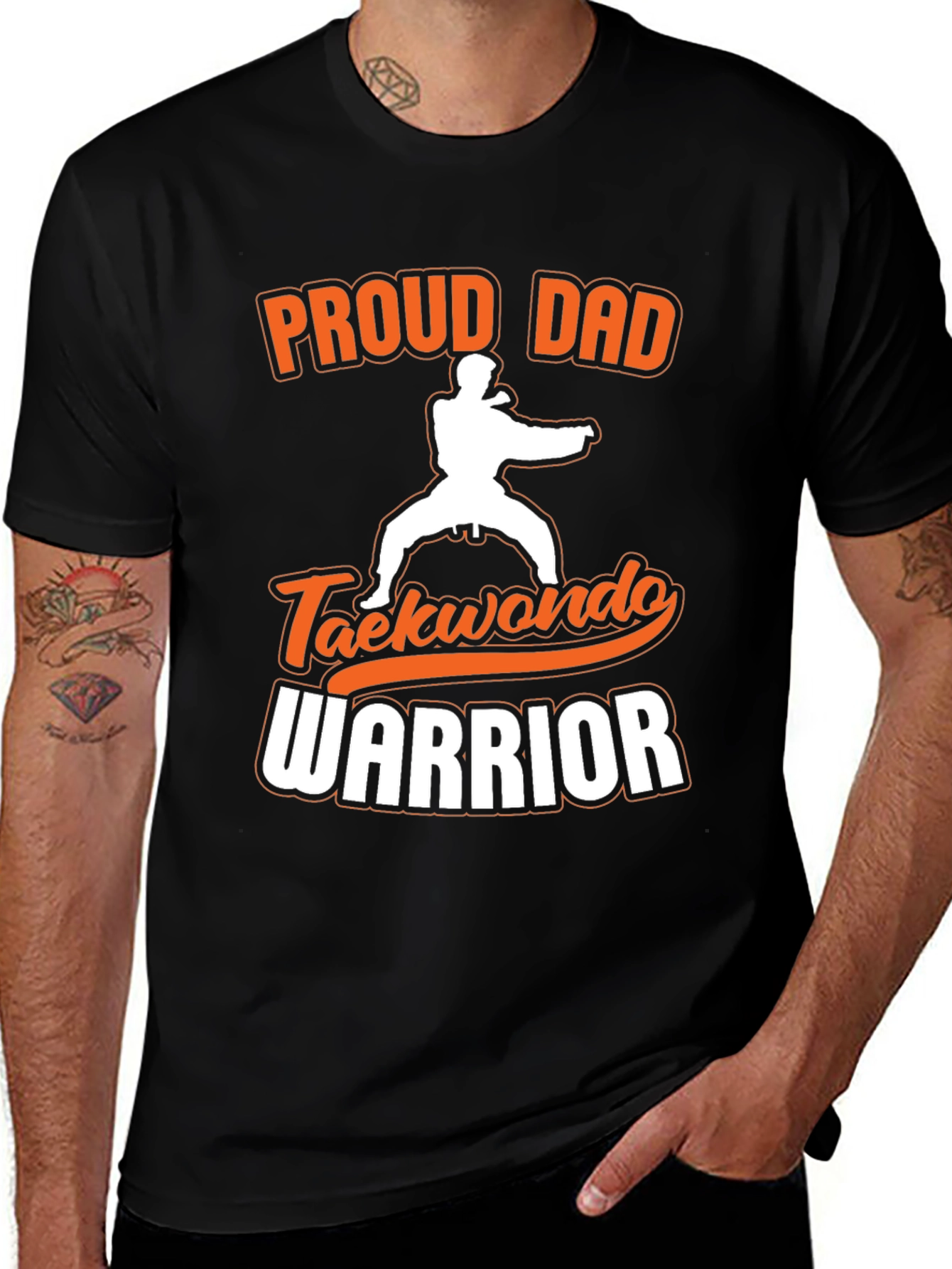 Proud Dad Taekwondo Warrior Black T-Shirt