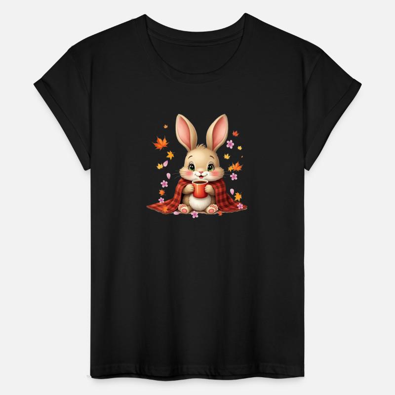 Rabbit Enjoying Coffee in blanket autumn