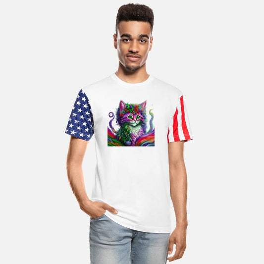 Rainbow Watercolor Kitten Green Eyes Version