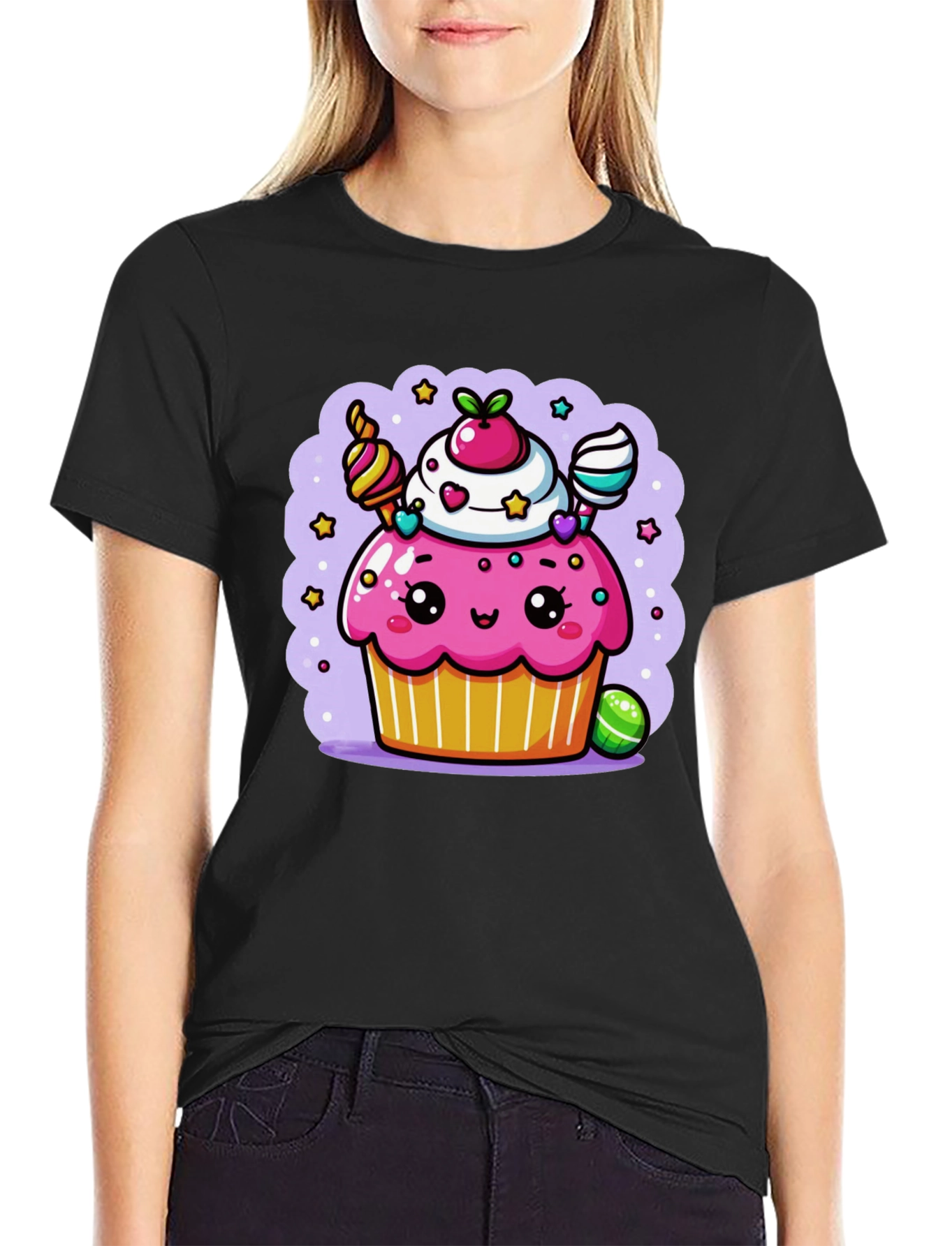 Cute Kawaii Cupcake Graphic Tee