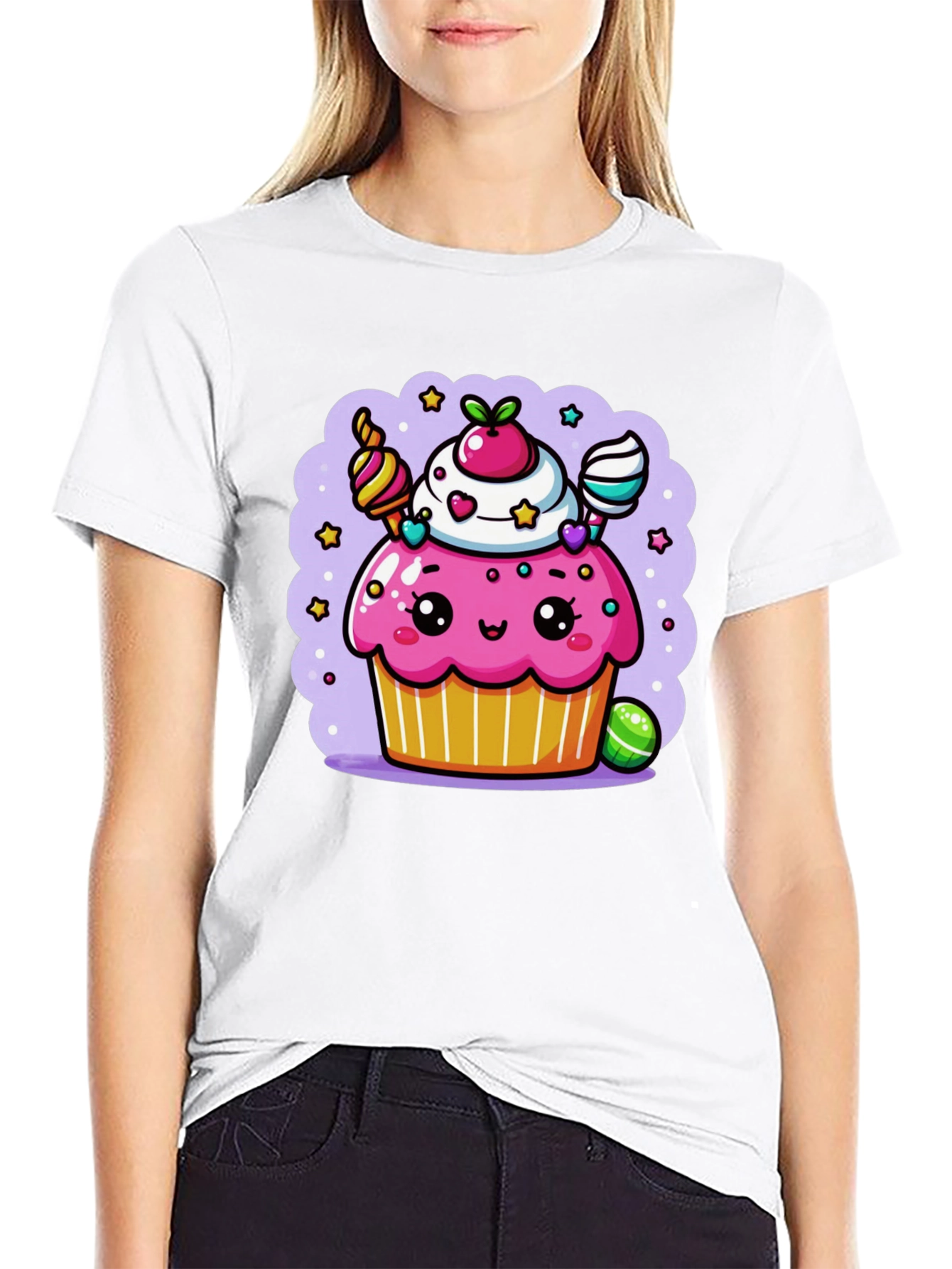 Cute Kawaii Cupcake Graphic Tee