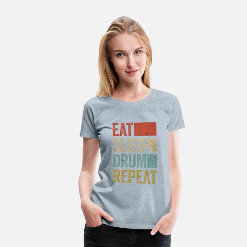 Retro Eat Sleep Drum Repeat Percussion Drummer