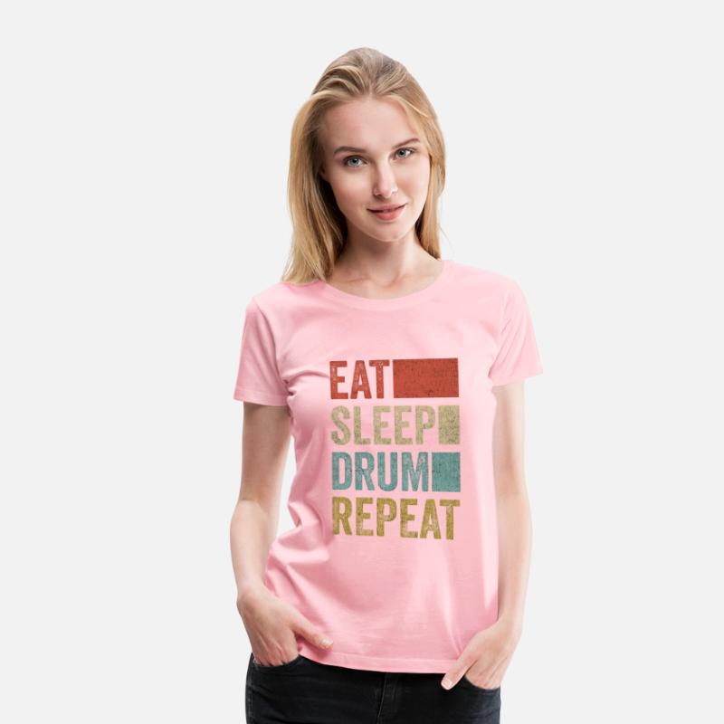 Retro Eat Sleep Drum Repeat Percussion Drummer