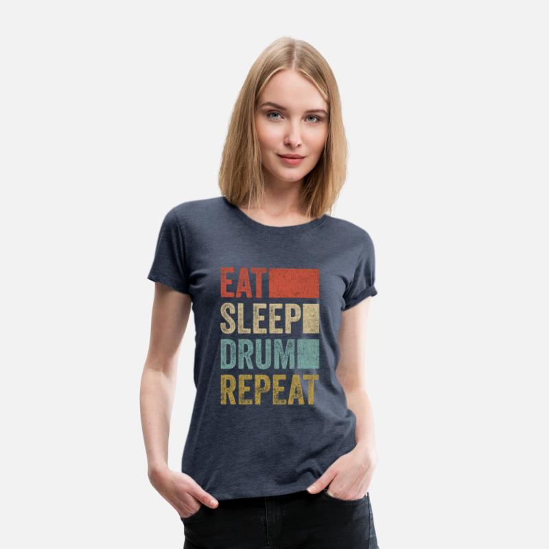 Retro Eat Sleep Drum Repeat Percussion Drummer