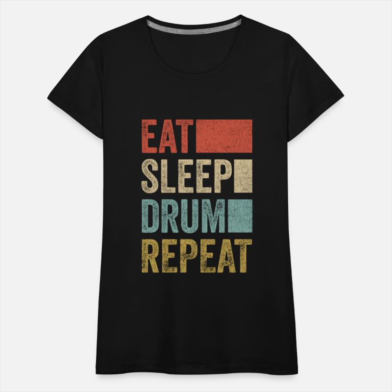 Retro Eat Sleep Drum Repeat Percussion Drummer