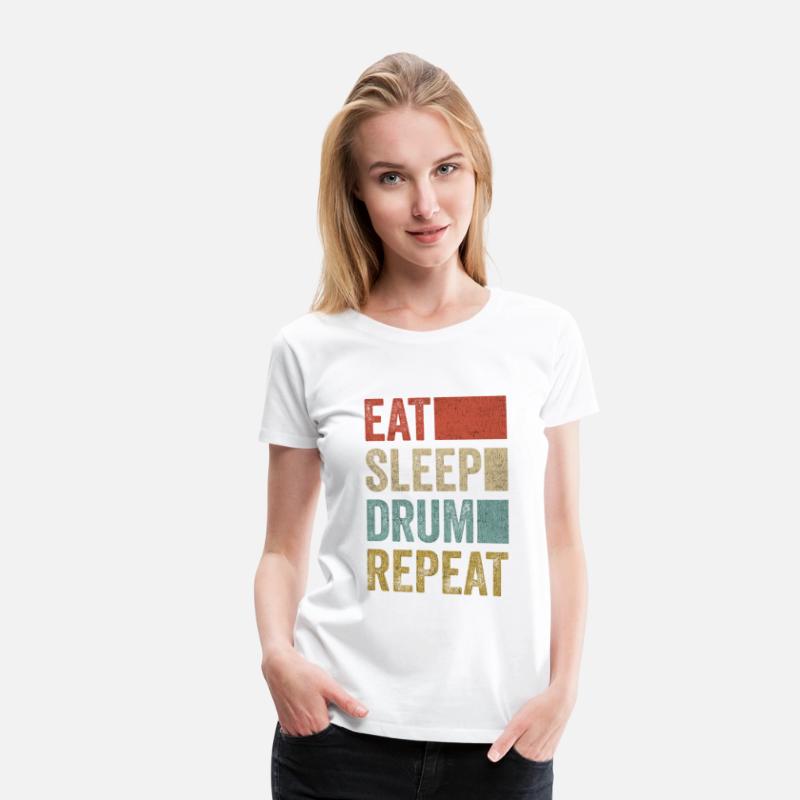 Retro Eat Sleep Drum Repeat Percussion Drummer