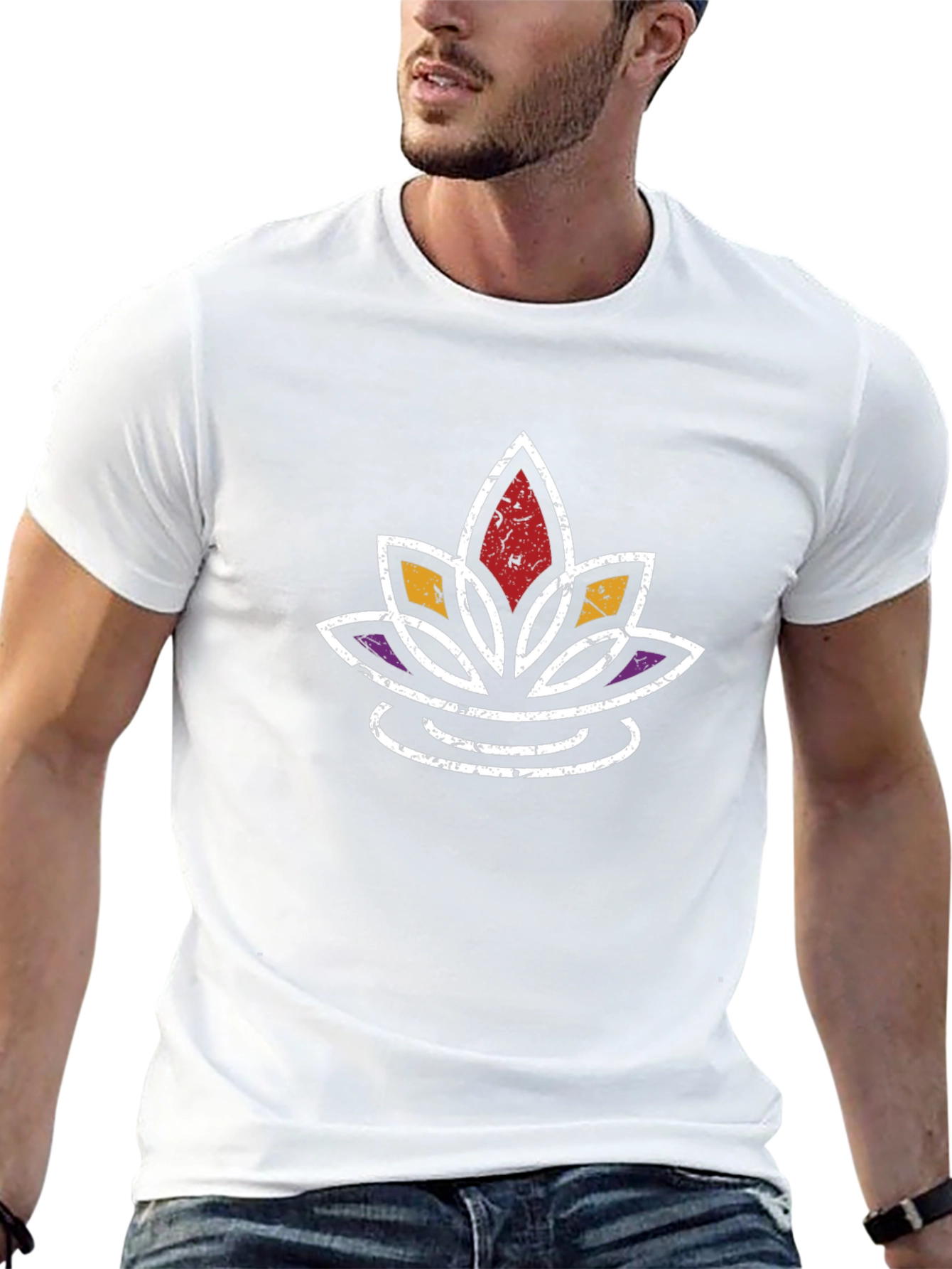 Lotus Flower Graphic Tee - Distressed Print