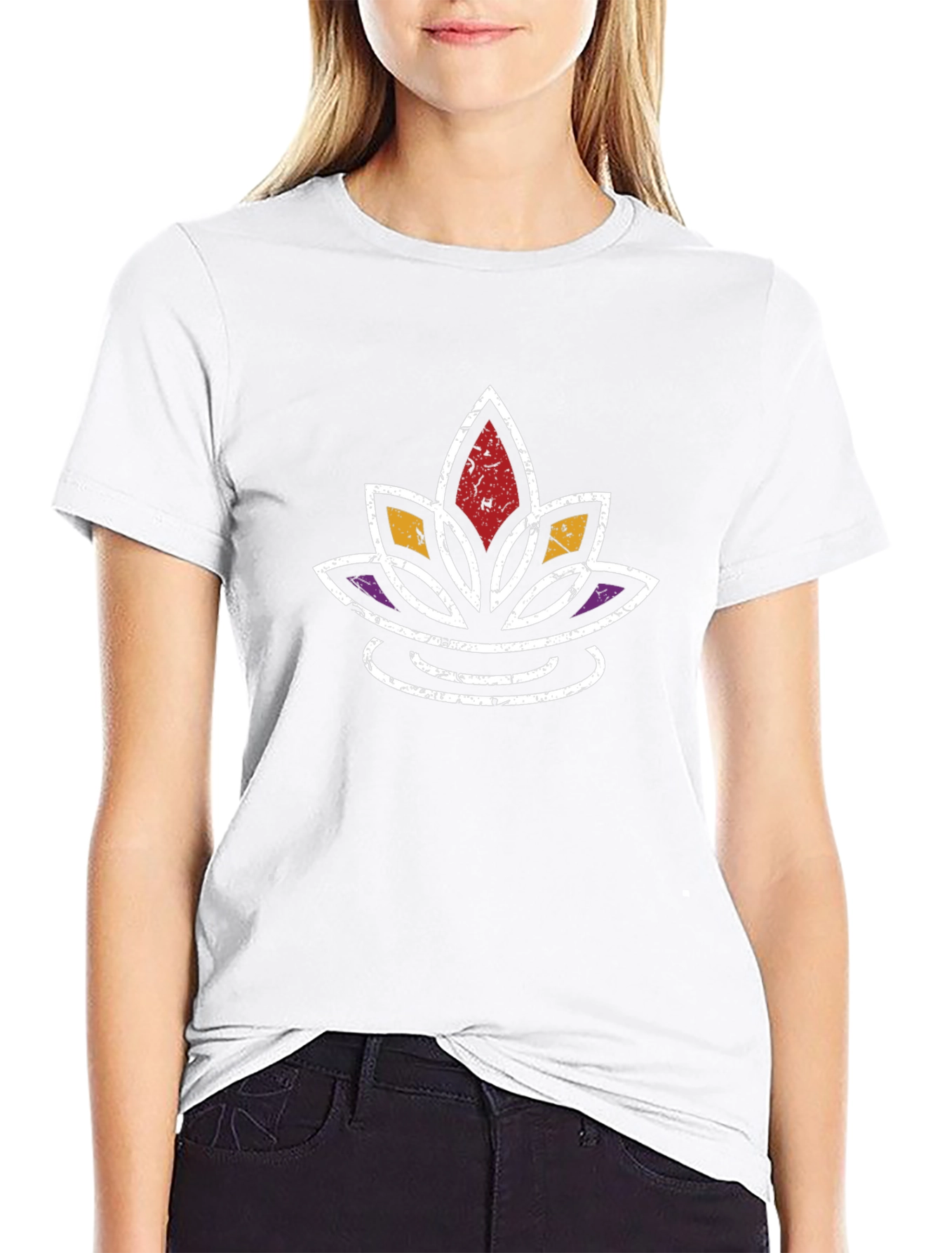 Lotus Flower Graphic Tee - Distressed Print